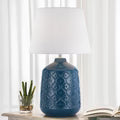 Baci Grey, Butterscotch or Blue Ceramic Table Lamp with White Fabric Shade