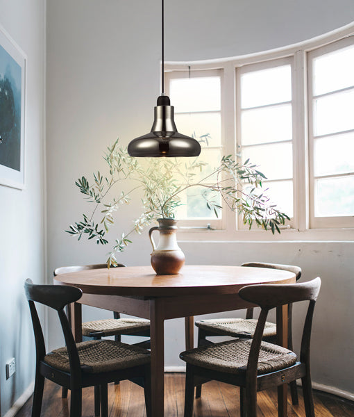 BARROSA: GU10 Smokey Black Glass Champagne Glass Pendant Light