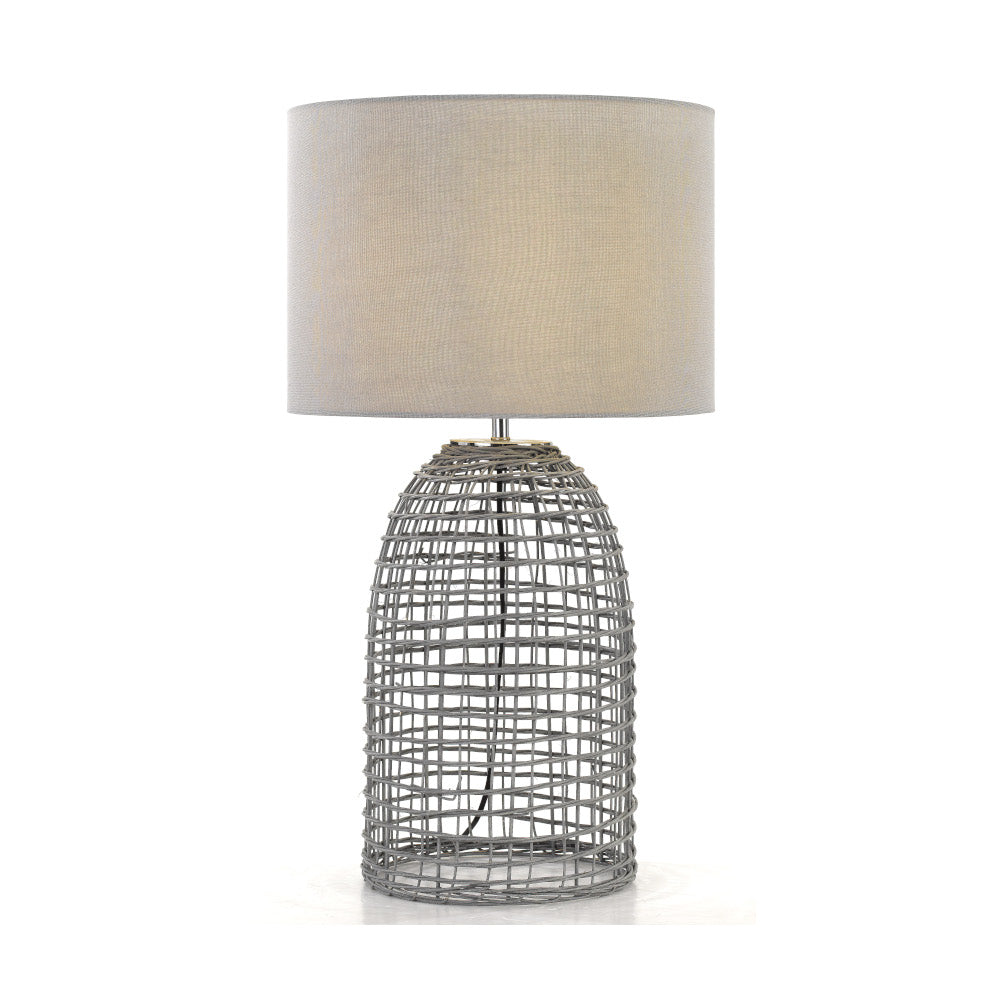 Bayz 32 Sand or Grey Rattan Table Lamp with Fabric Shade