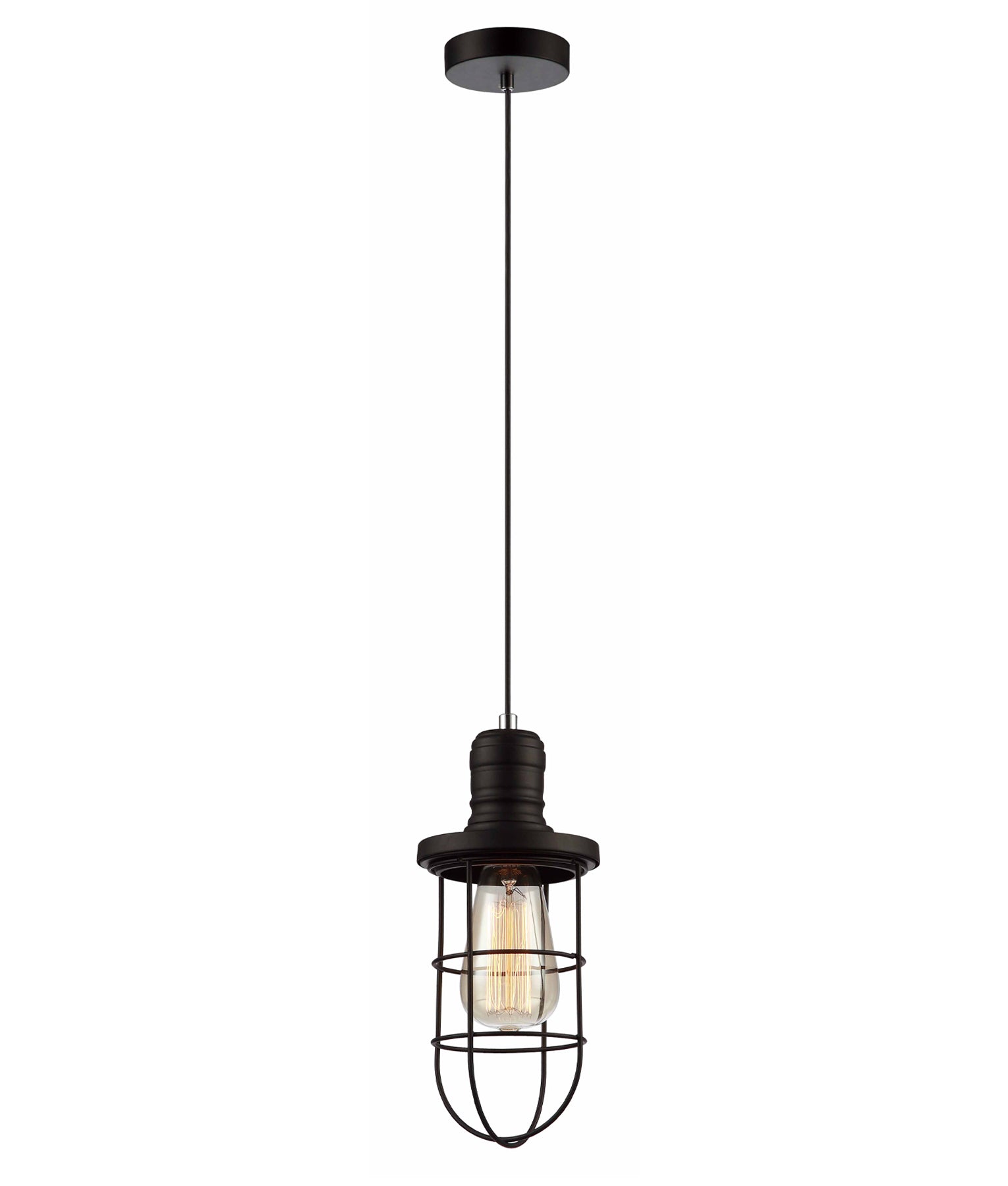 BLACKBAND Industrial Black Curved Bird Cage Pendant Light