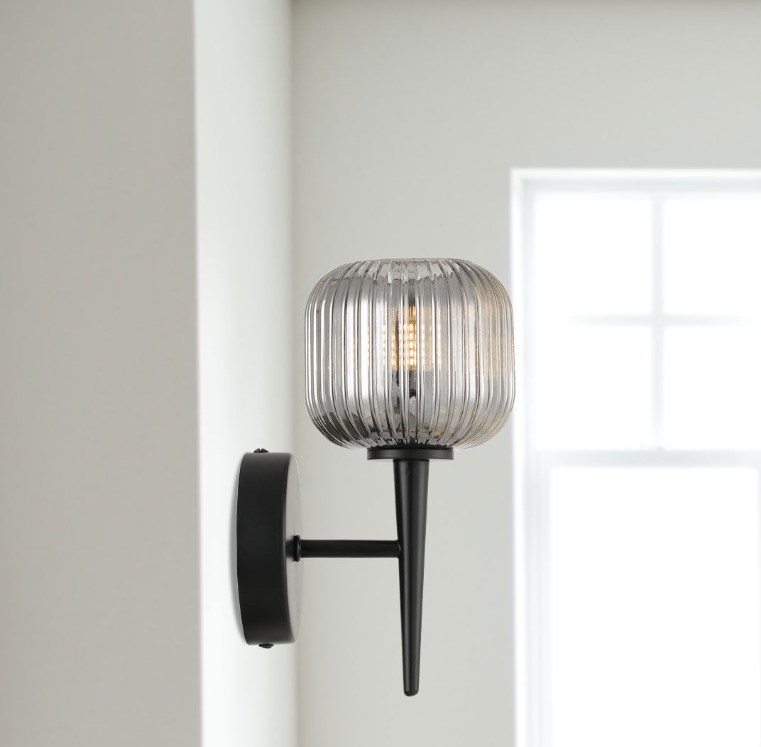 Bobo Black/Smoke or Antique Gold/Opal Wall Light