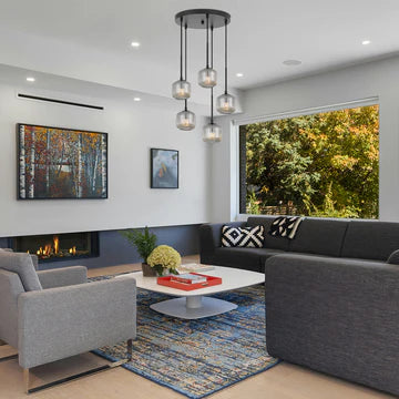 Bobo Black/Smoke or Antique Gold/Opal 5 Light Pendant