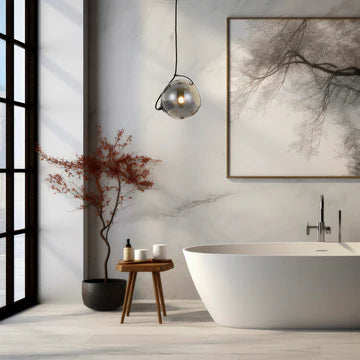 Bondi 20 Black & Smoke Glass 20cm Pendant