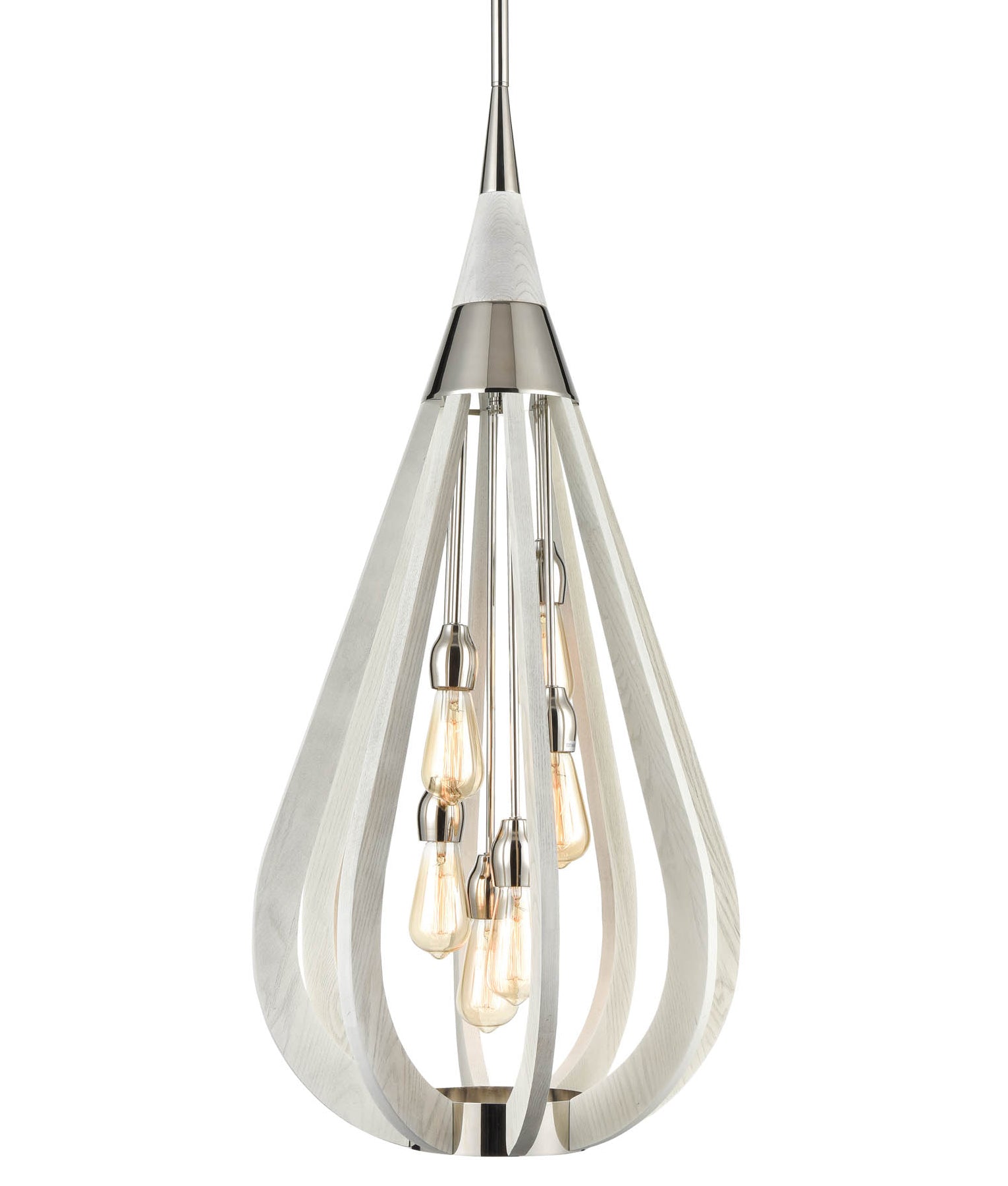 BONITO: Rustic Large Taupe / Winter Moss Wood Tear Drop Pendant Light