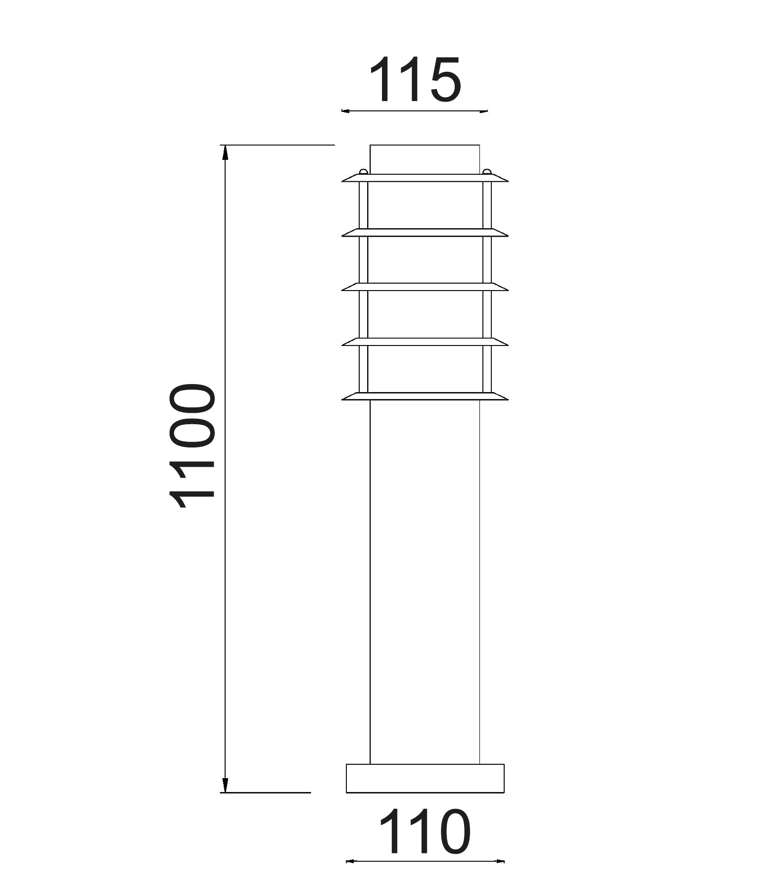 BORDA: E27 Surface Mounted Louvred Black Bollard Lights IP44