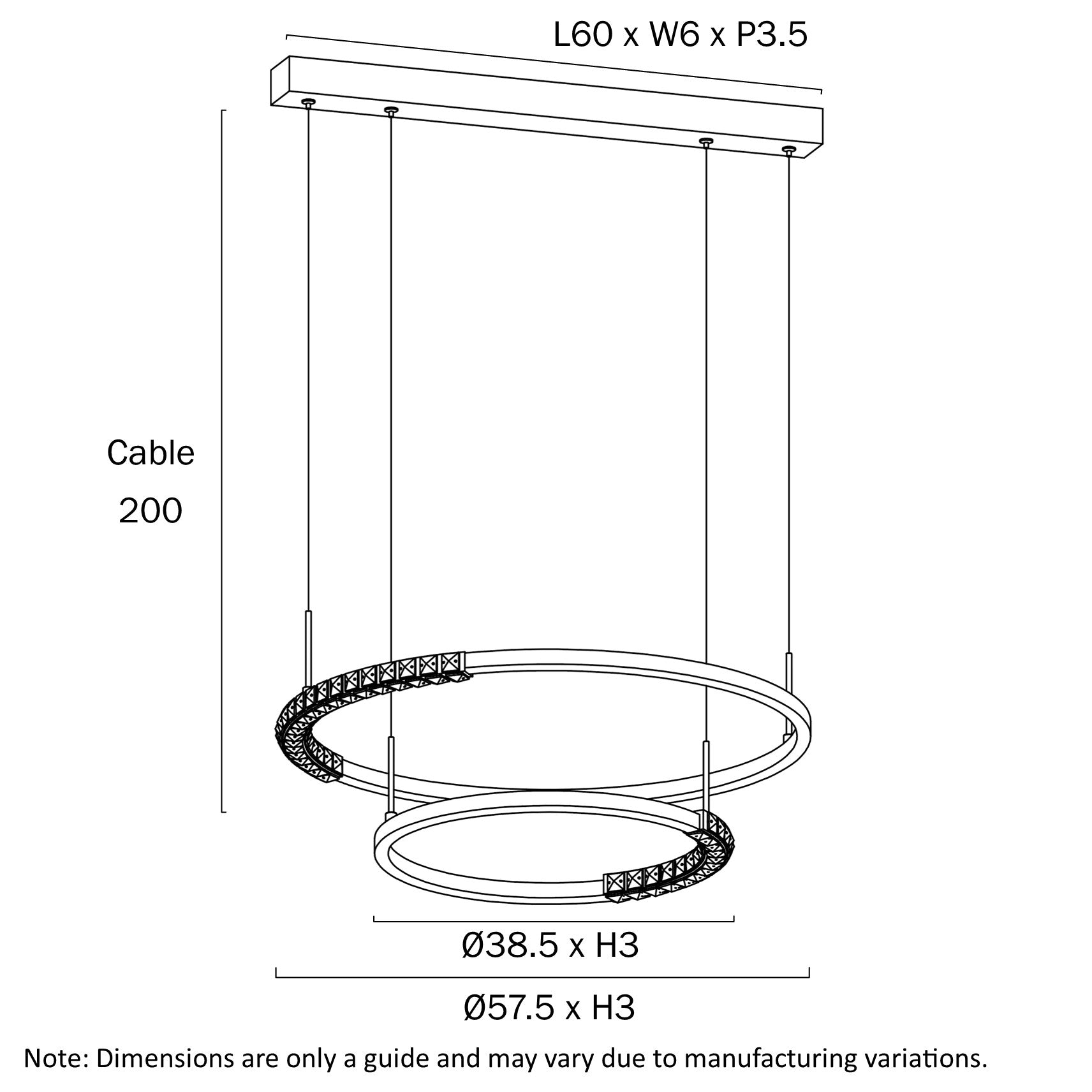 Brera Black & Crystal 40W 3CCT 2 Tier LED Pendant