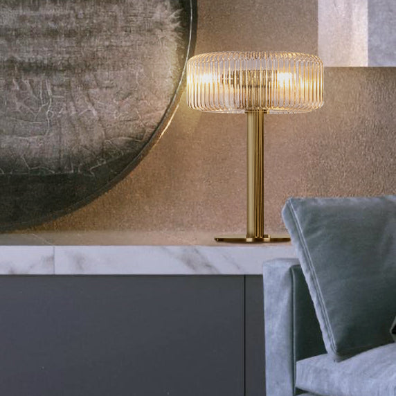 Brizo Antique Brass & Clear Ribbed Glass Touch Lamp