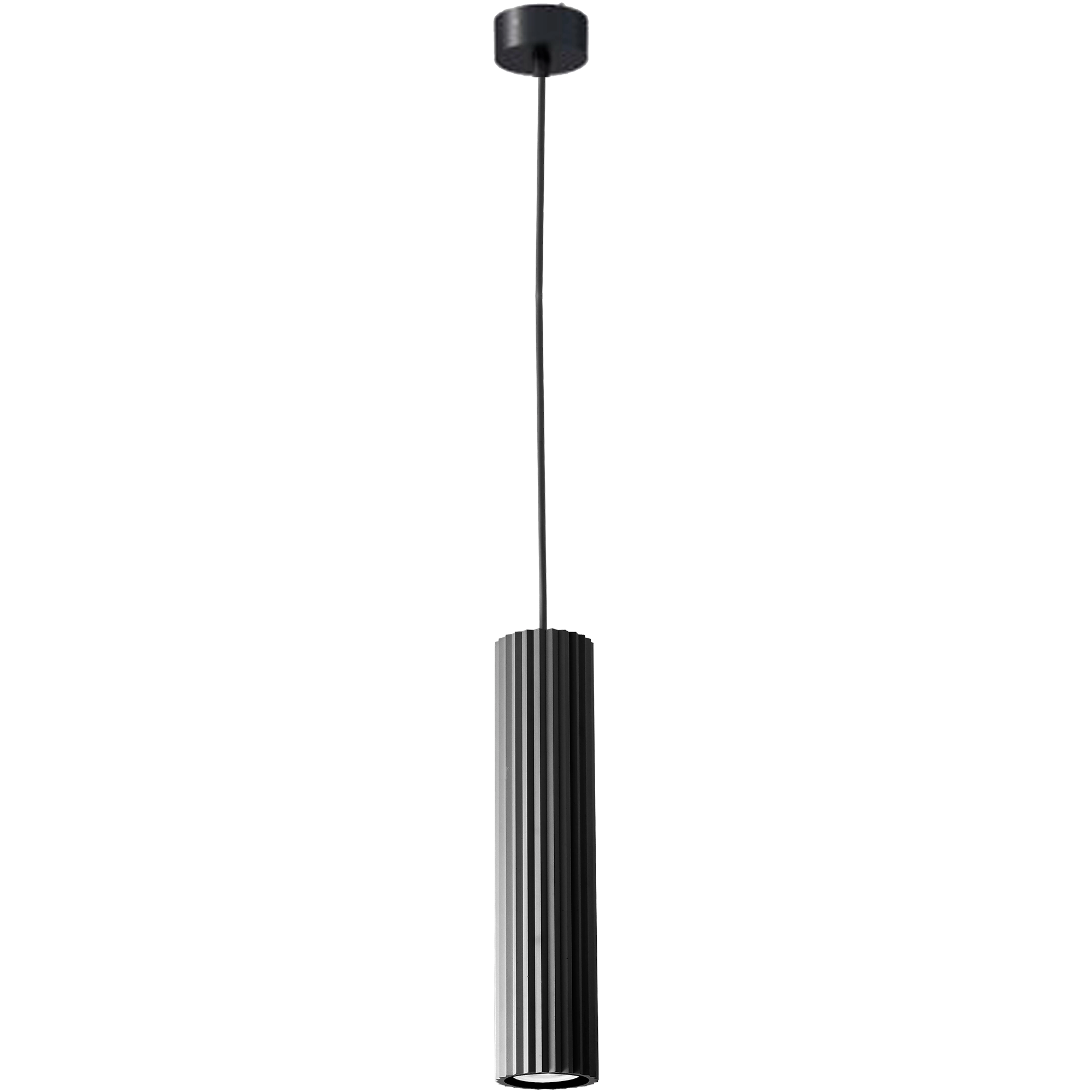 Canary Black with Black Cord 300mm GU10 Ribbed Pendant