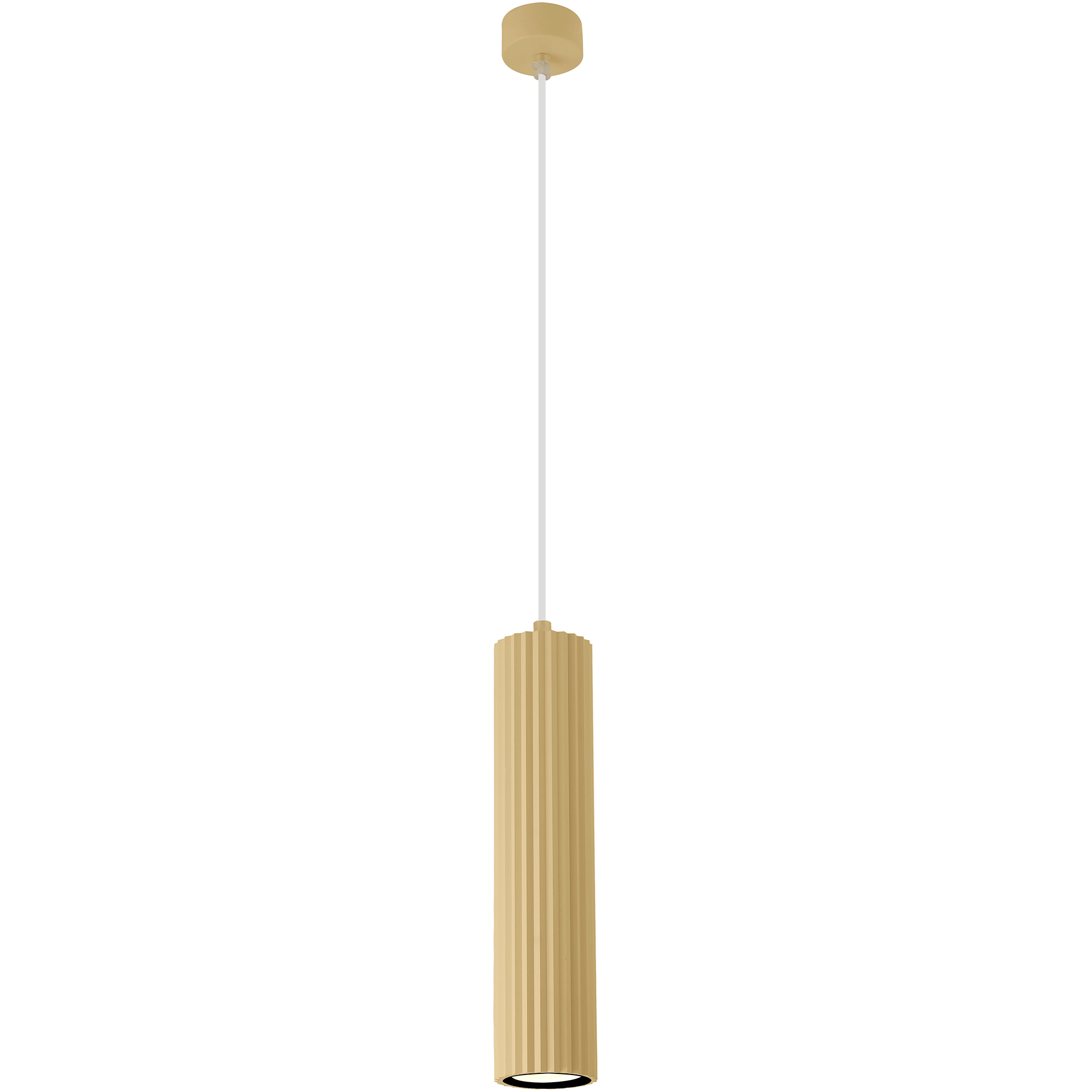 Canary Brass with Clear Cord 300mm GU10 Ribbed Pendant