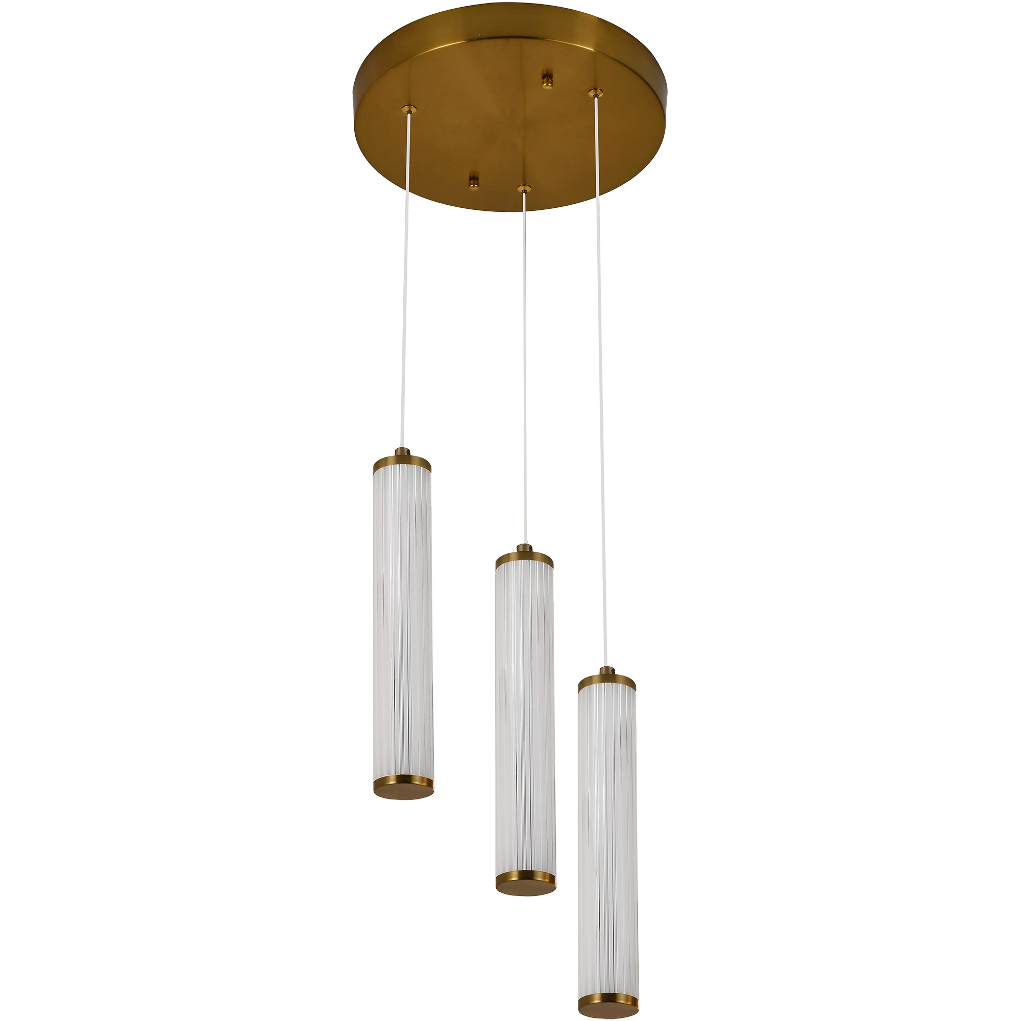 Charm Brass with Clear Cord 30W 3 Light CCT LED Cluster Pendant