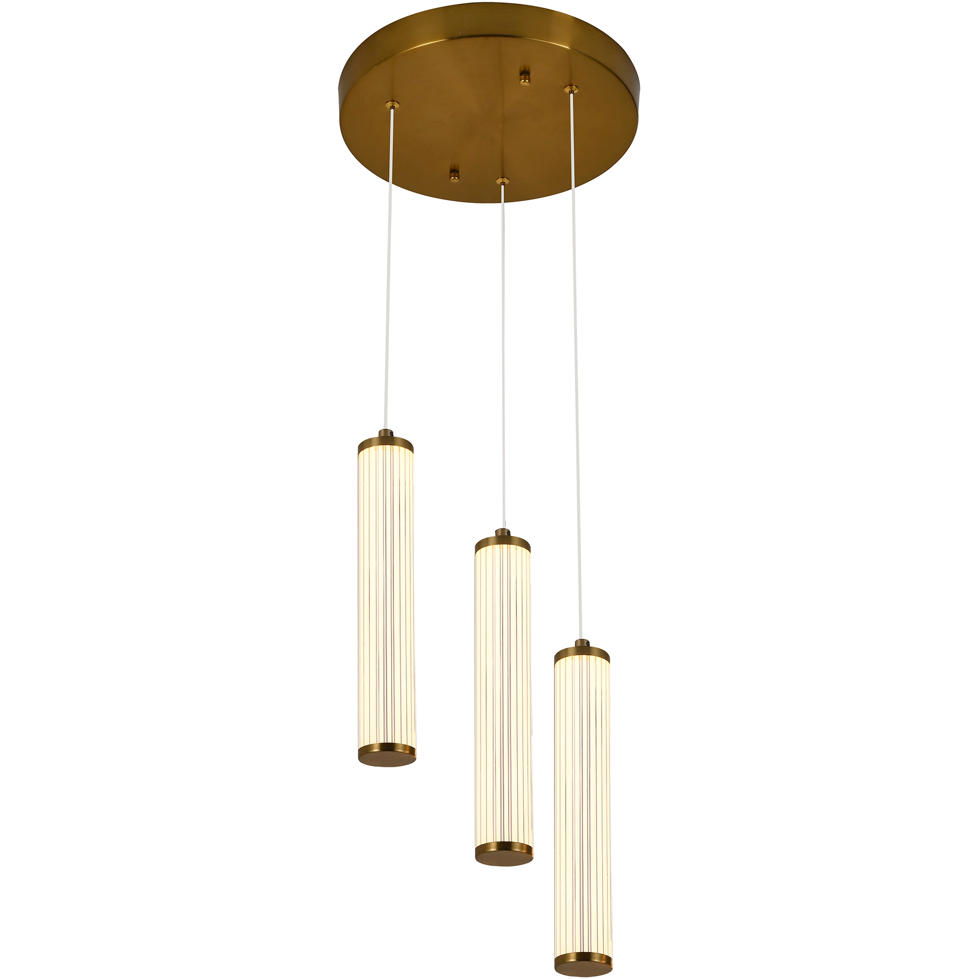 Charm Brass with Clear Cord 30W 3 Light CCT LED Cluster Pendant