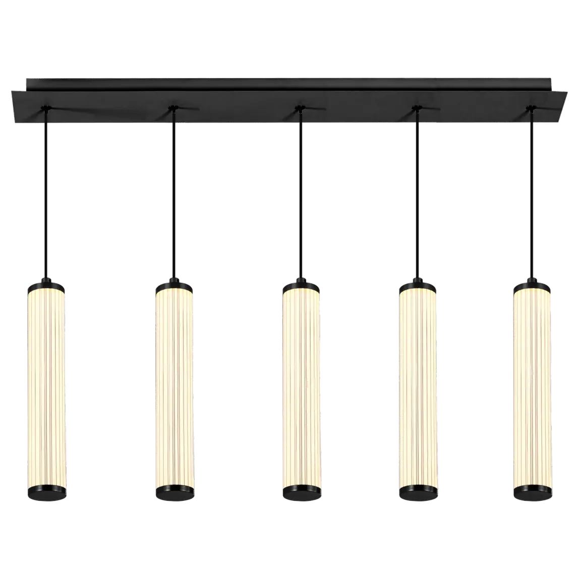 Charm Black with Black Cord 50W 5 Light CCT LED Bar Pendant