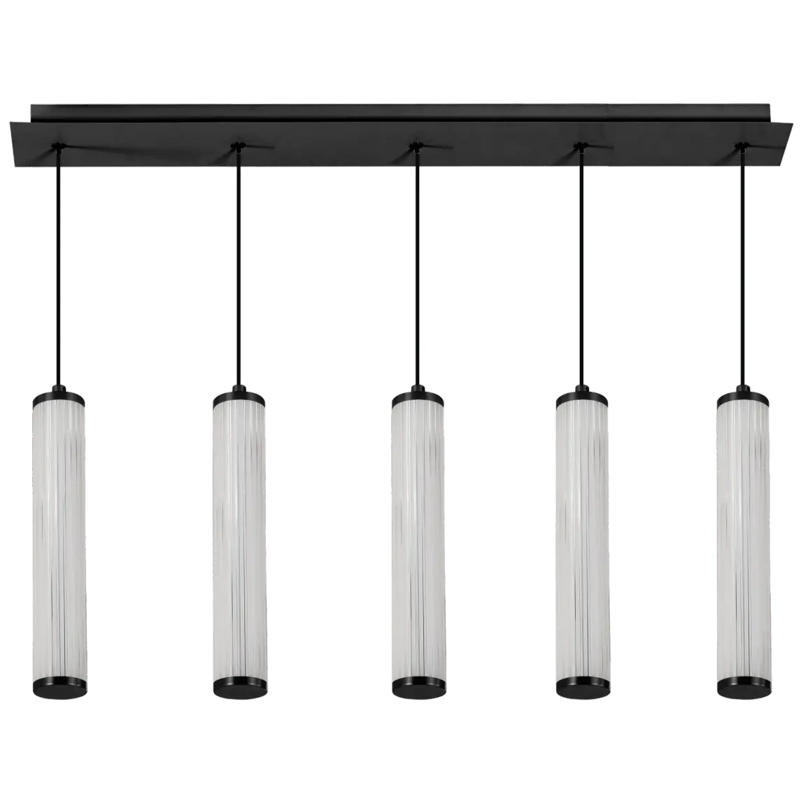 Charm Black with Black Cord 50W 5 Light CCT LED Bar Pendant