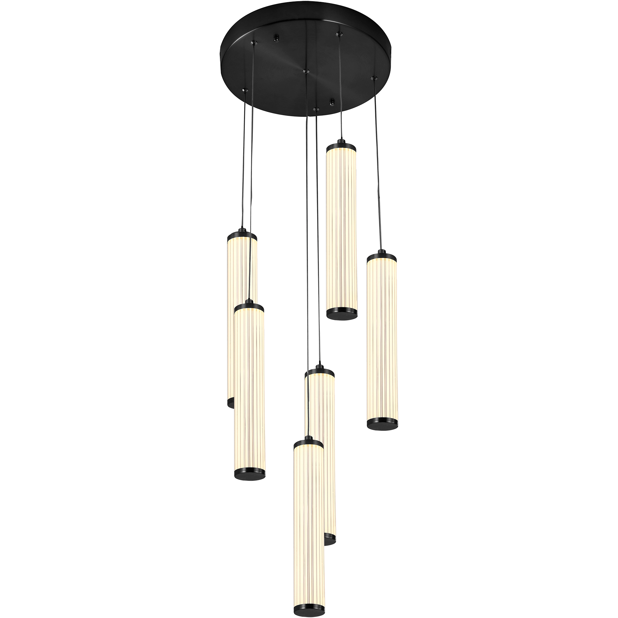 Charm Black with Black Cord 60W 6 Light CCT LED Cluster Pendant
