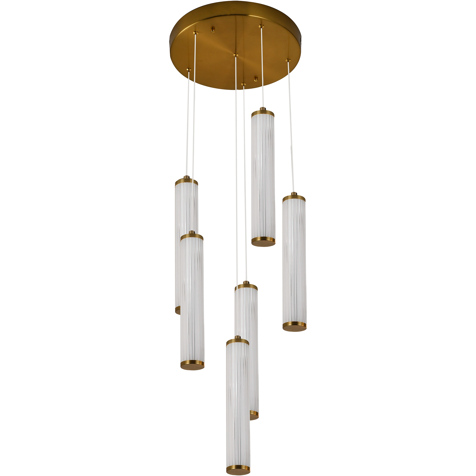 Charm Brass with Clear Cord 60W 6 Light CCT LED Cluster Pendant