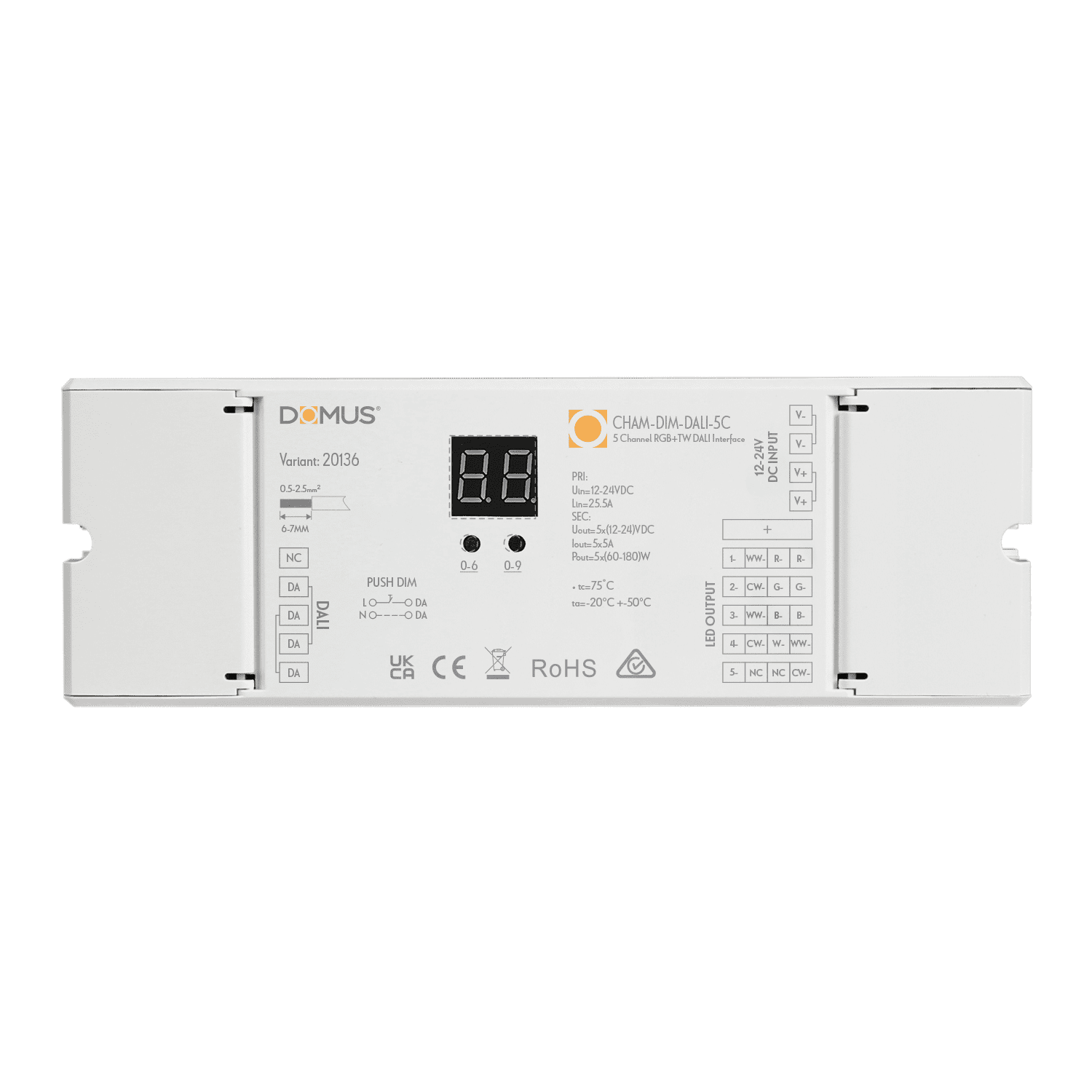 Cham Dim DALI 5CH RGB+TW Interface 12/24V
