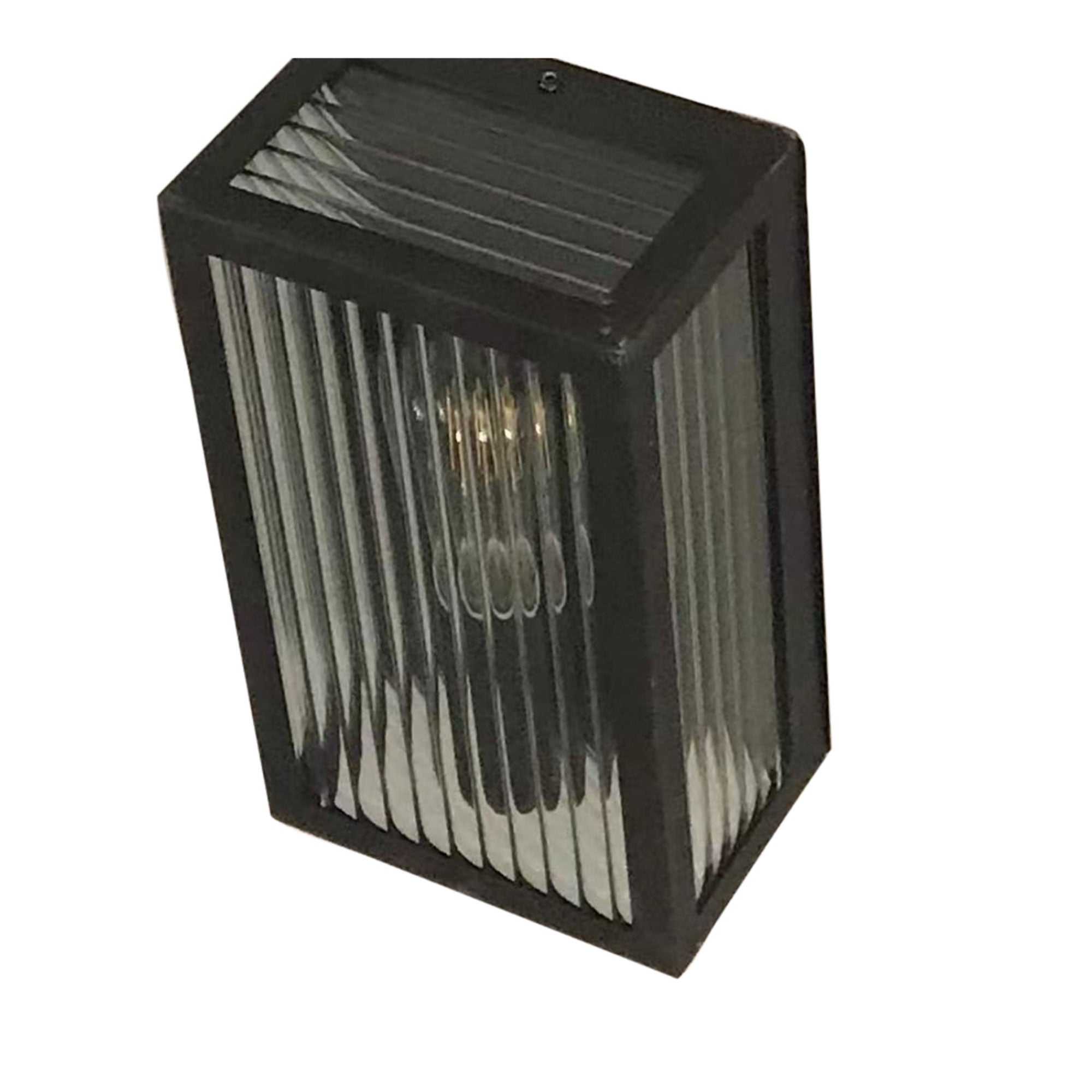 Chicago Black E27 IP44 Reeded Glass Outdoor Wall Light