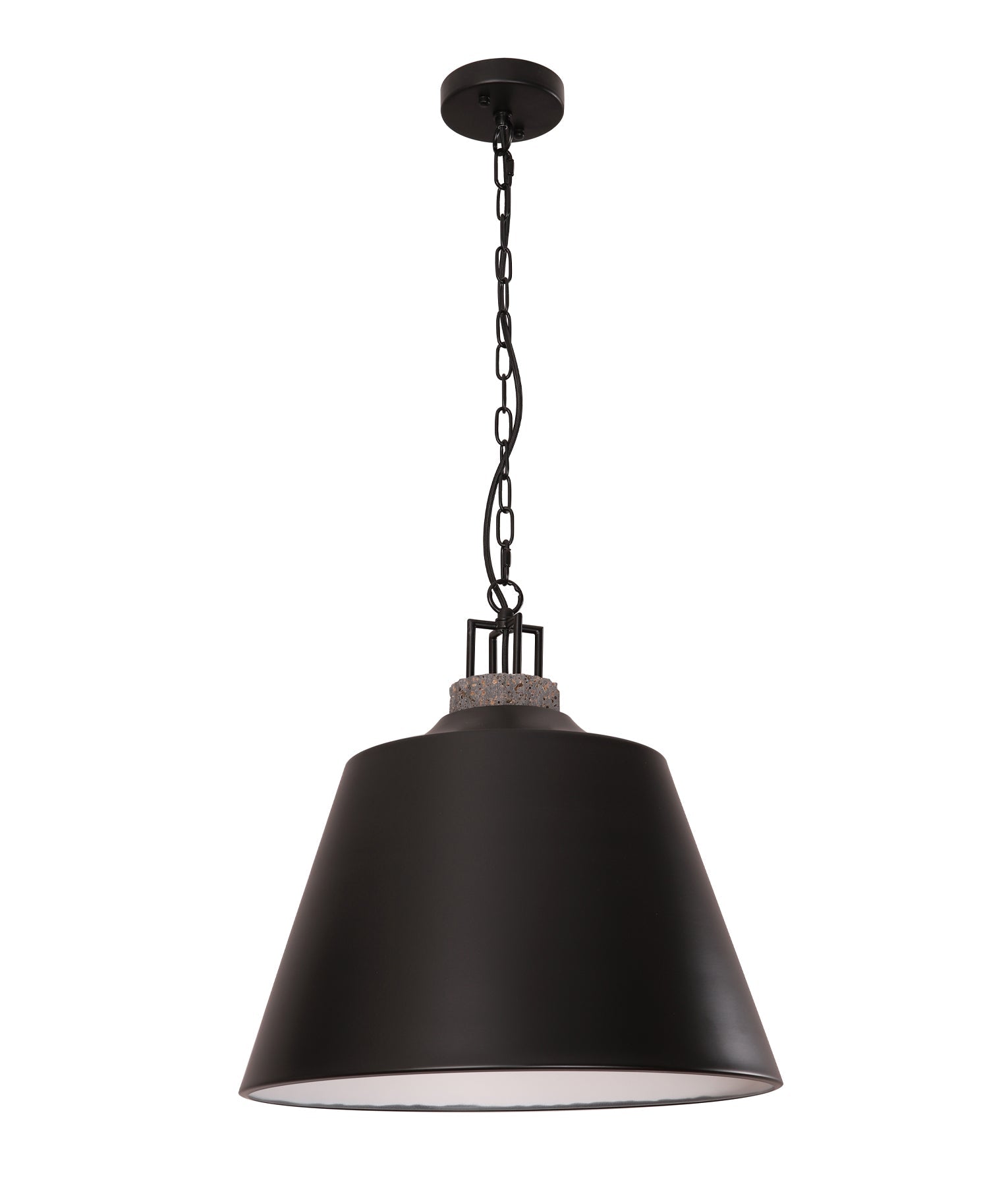Cloche: Interior Metal Shade with Travertine Highlight Bell Shape Pendant Lights
