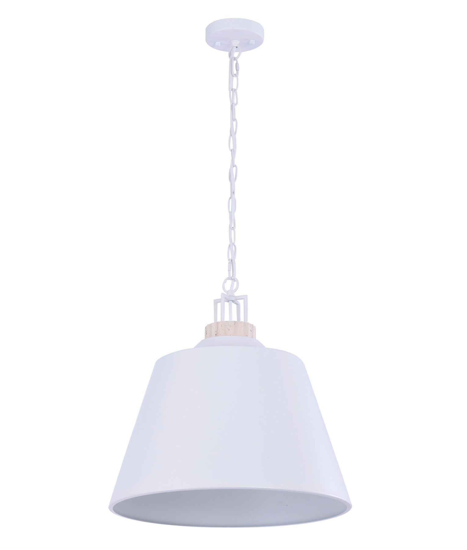 Cloche: Interior Metal Shade with Travertine Highlight Bell Shape Pendant Lights