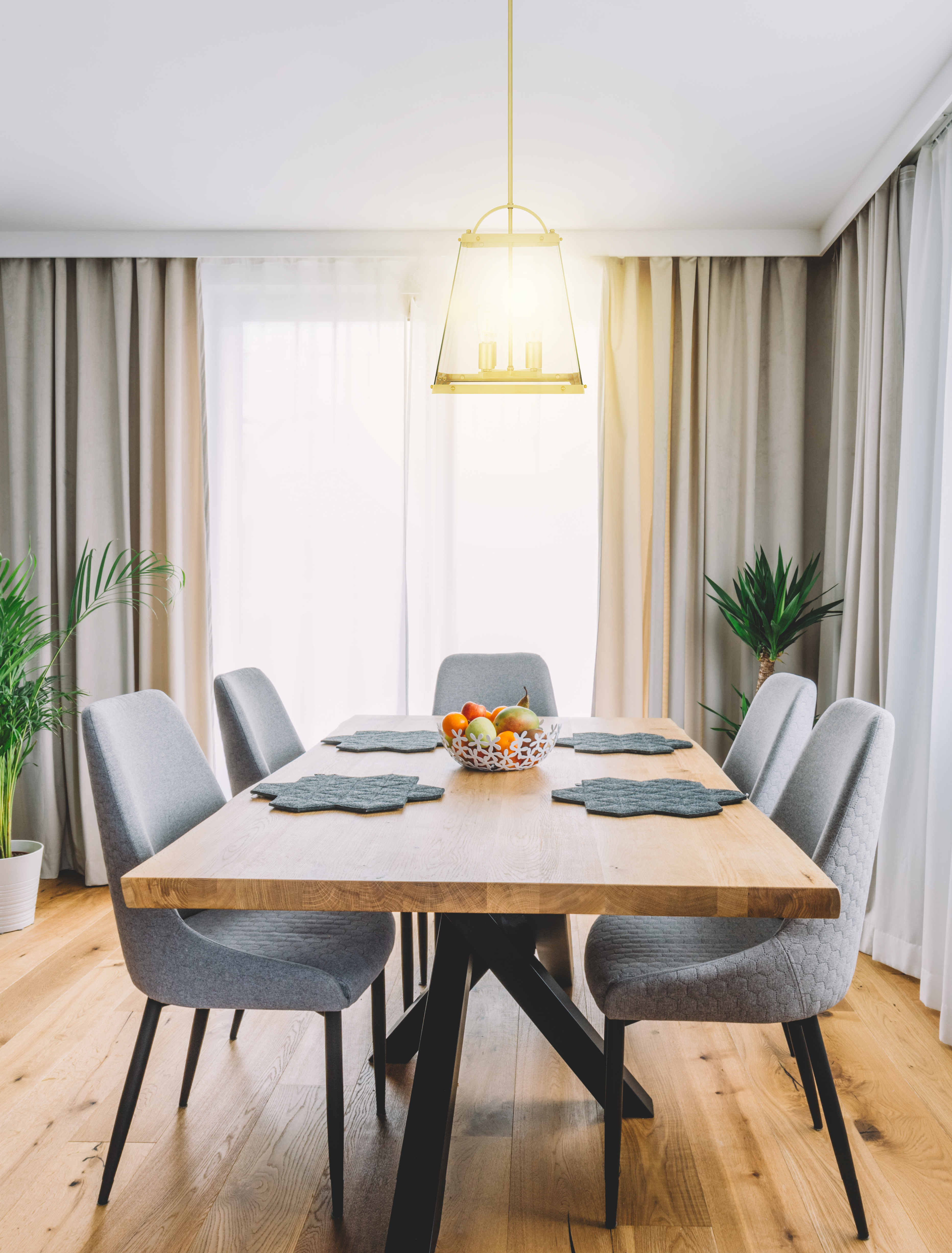 Colair Brass or Black 4 Light Solid Brass Pendant