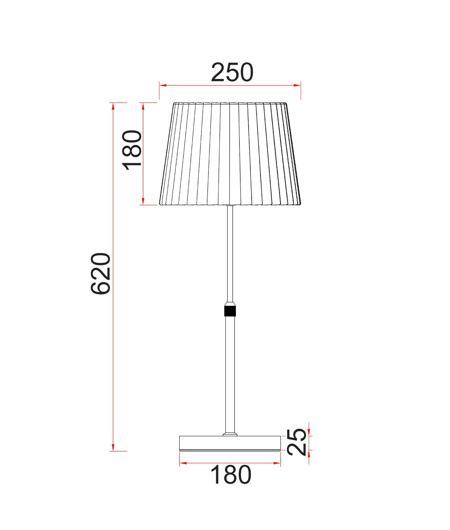 CRECER: Interior Slanted Pleated Shade Height Adjustable Table Lamps