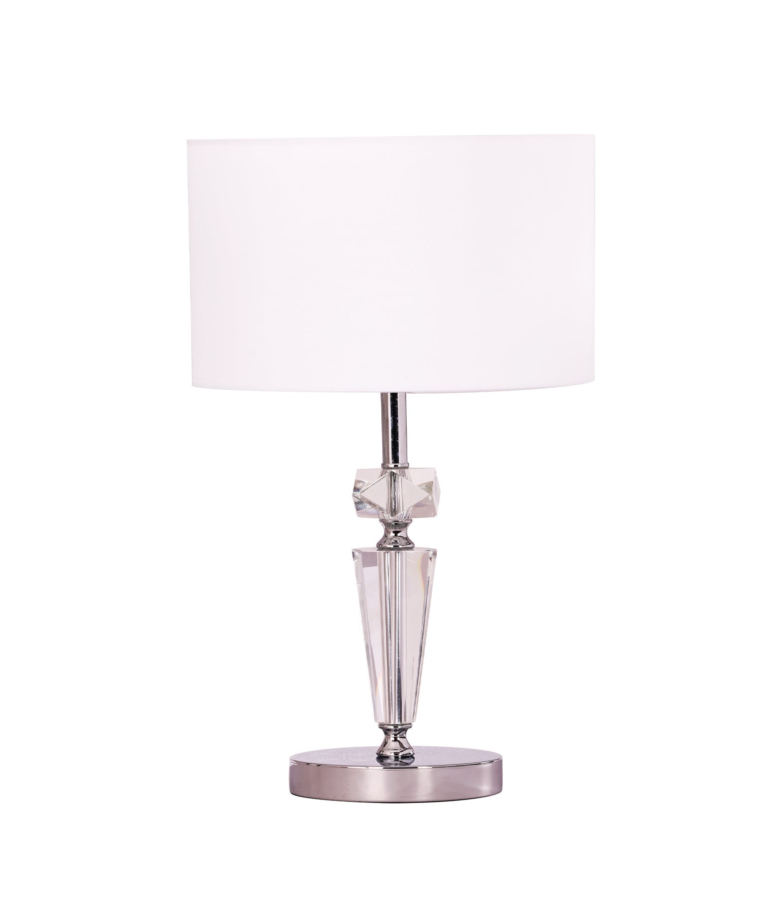 CRISTALLO: Interior Drum Shade Chrome Rod with Crystal Highlight Table Lamp