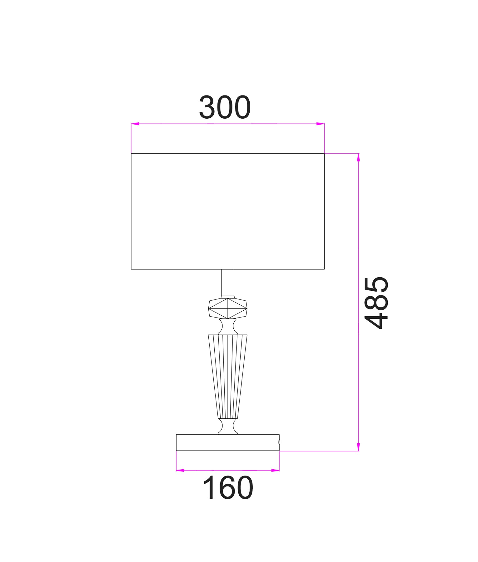 CRISTALLO: Interior Drum Shade Chrome Rod with Crystal Highlight Table Lamp