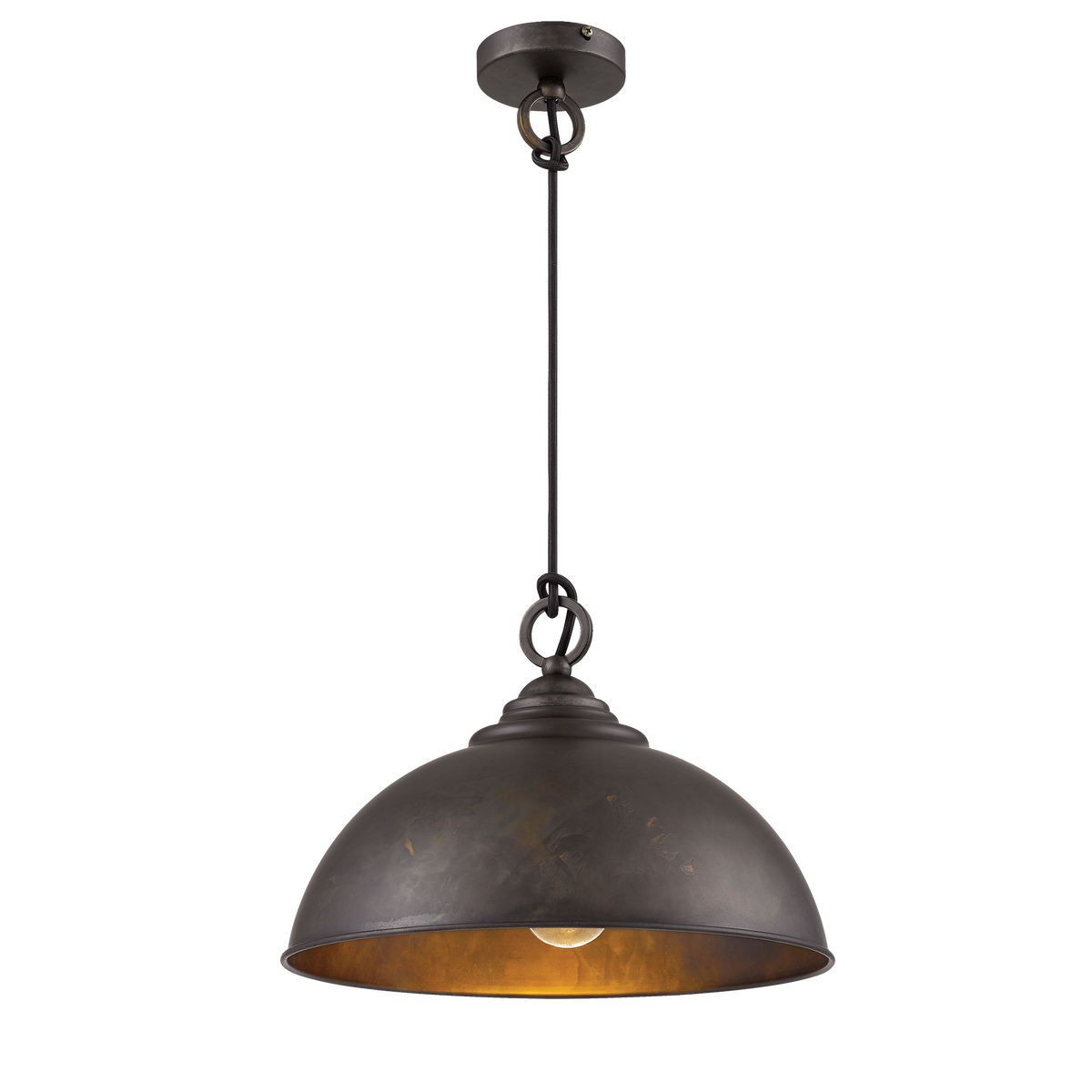 Cassidy 1 Light E27 Dome Pendant Weathered Iron