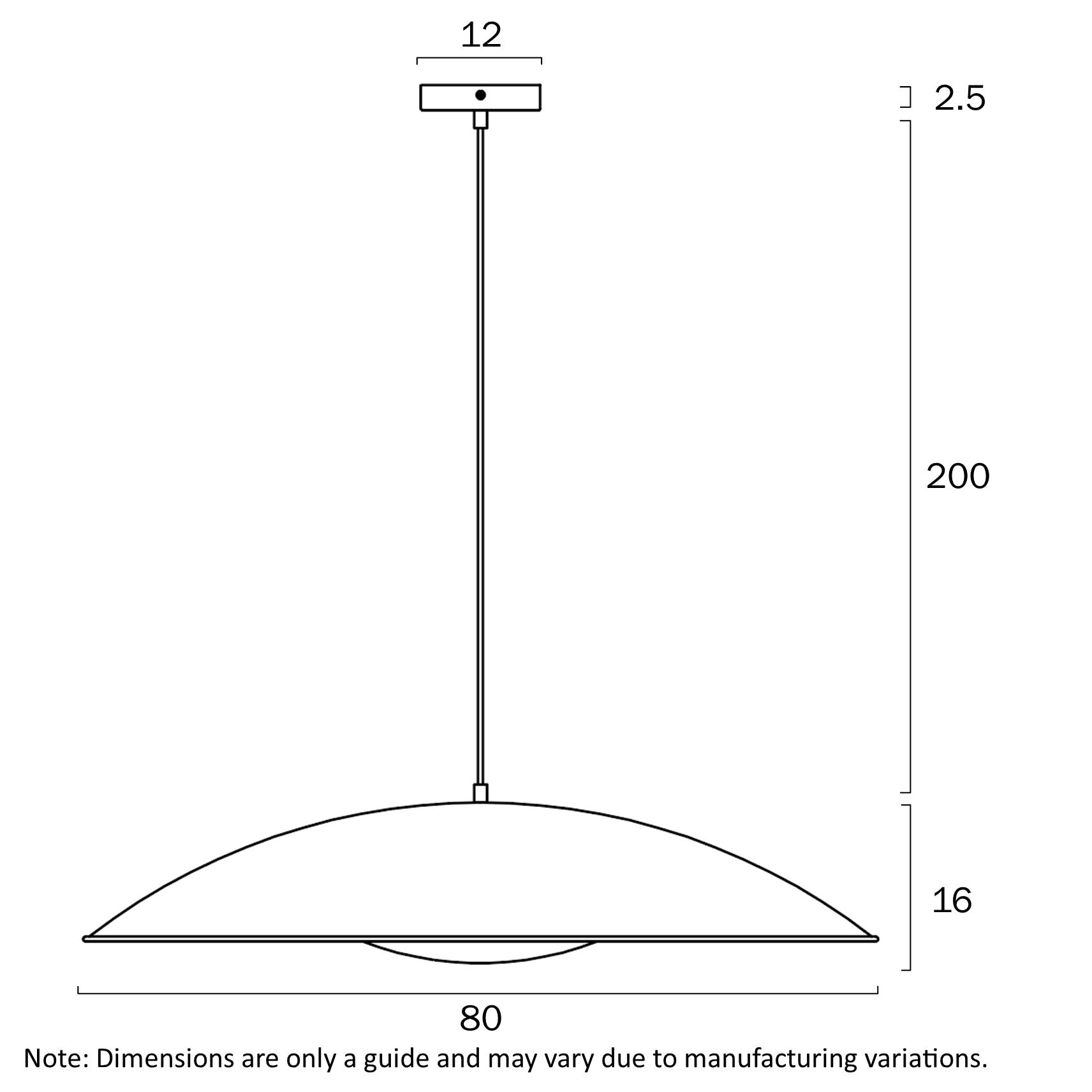 Daxia 80 White or Black 80cm Pendant with Gold Foil Inner