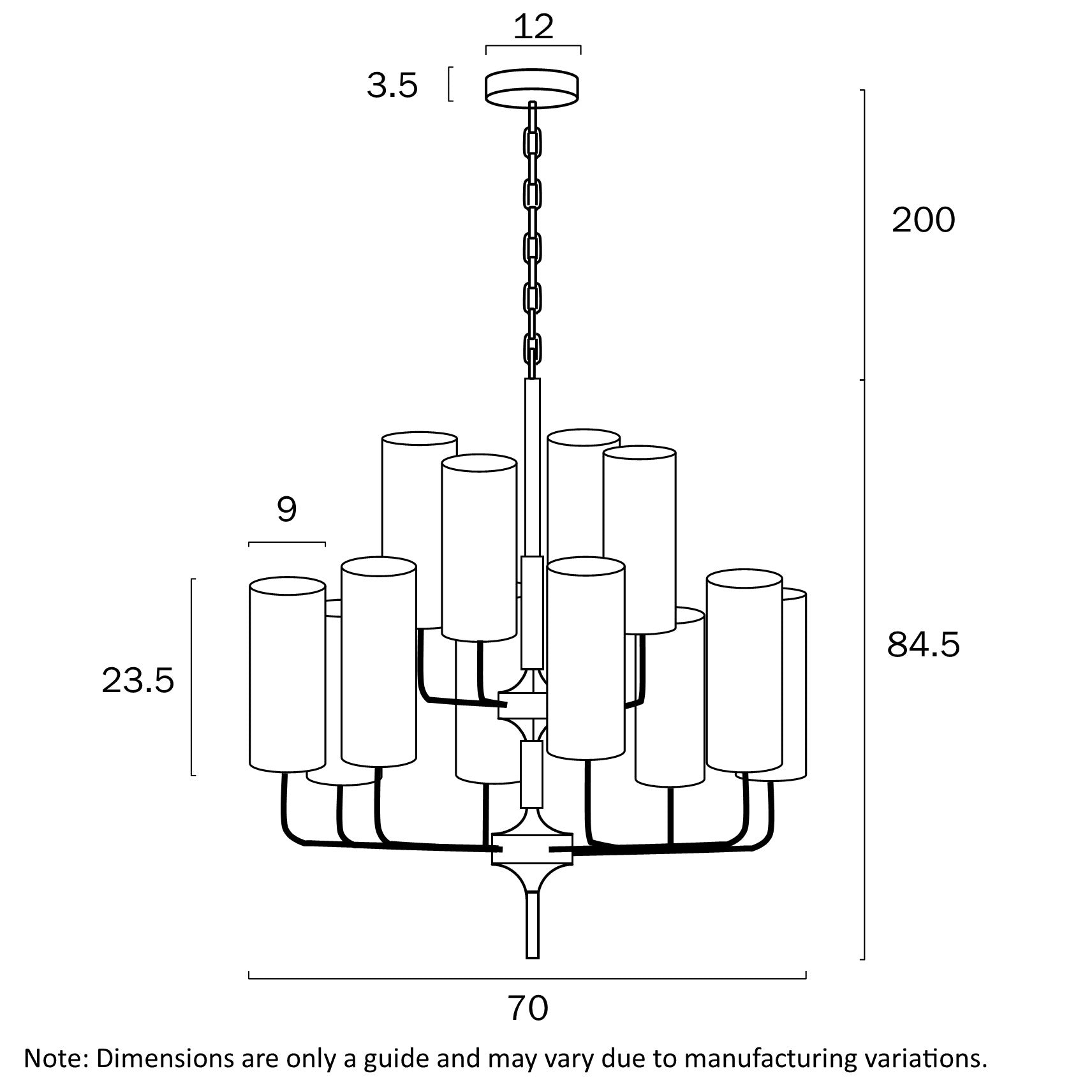 Decaro Gold & Smoke Glass 12 Light Pendant