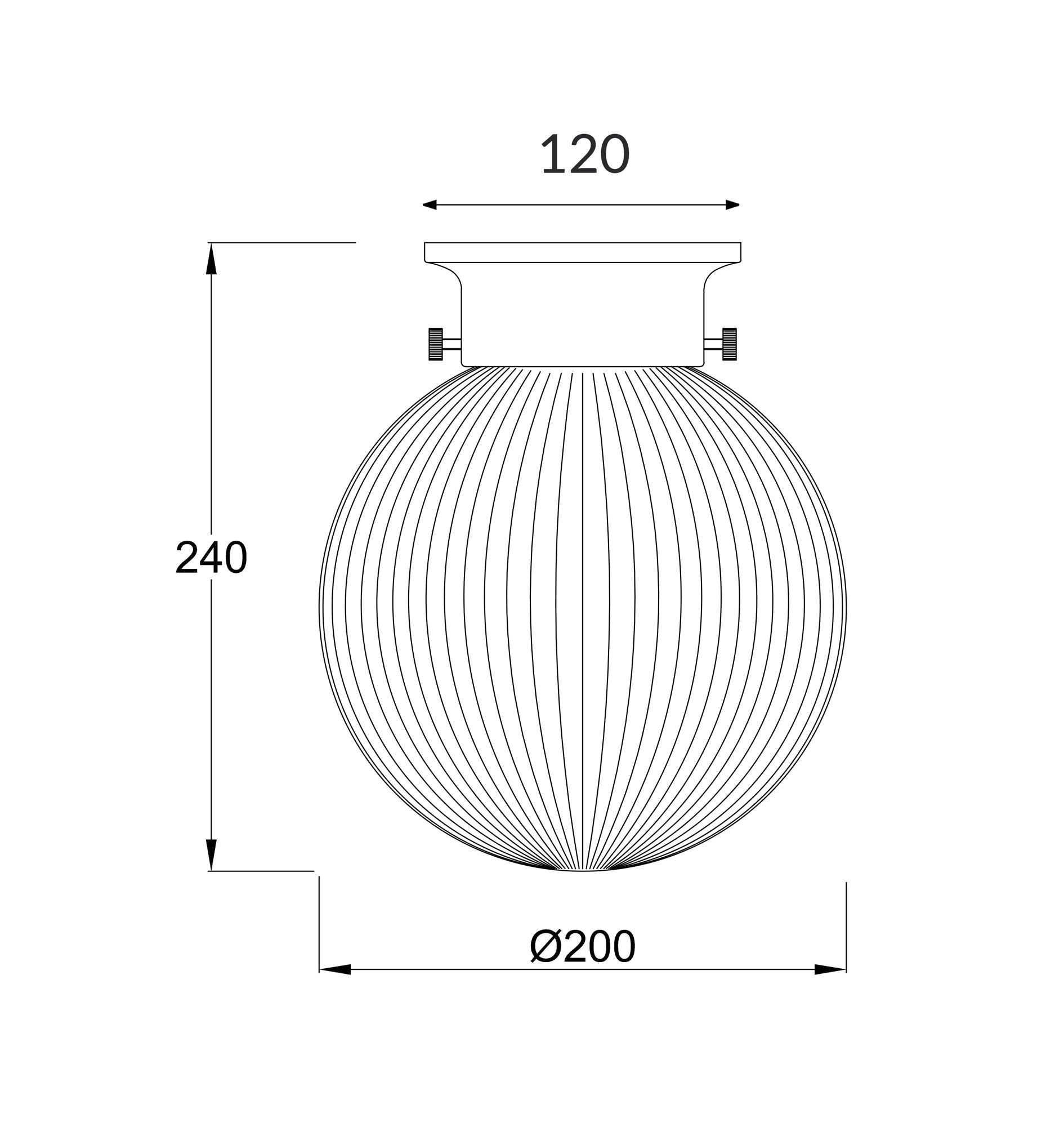 D.I.Y. Batten Fix Ceiling Lights - Large Spherical Ribbed Shape Fixtures