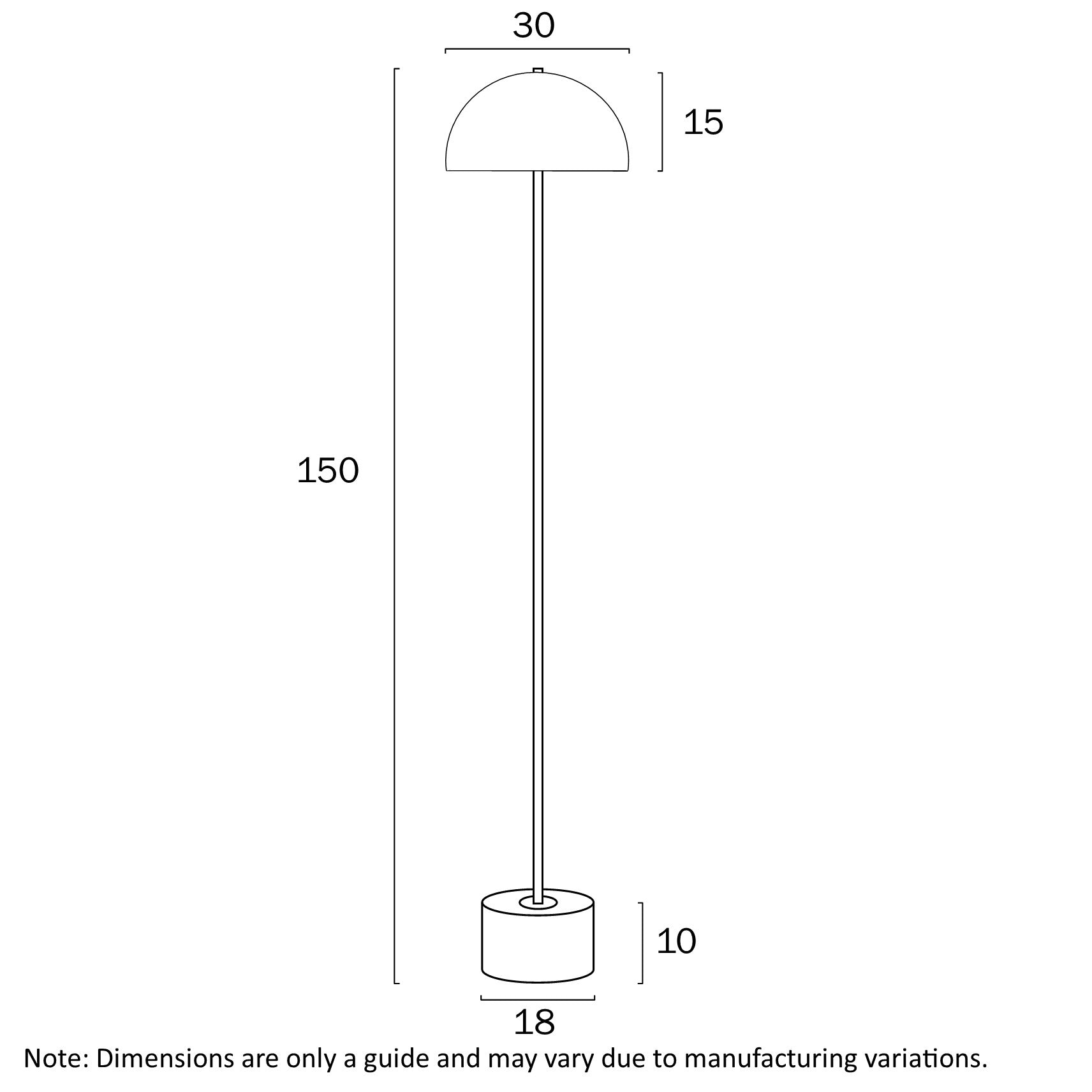 Domez Metal Dome with Terrazzo or Marble Base Floor Lamp in 4 Colour Options