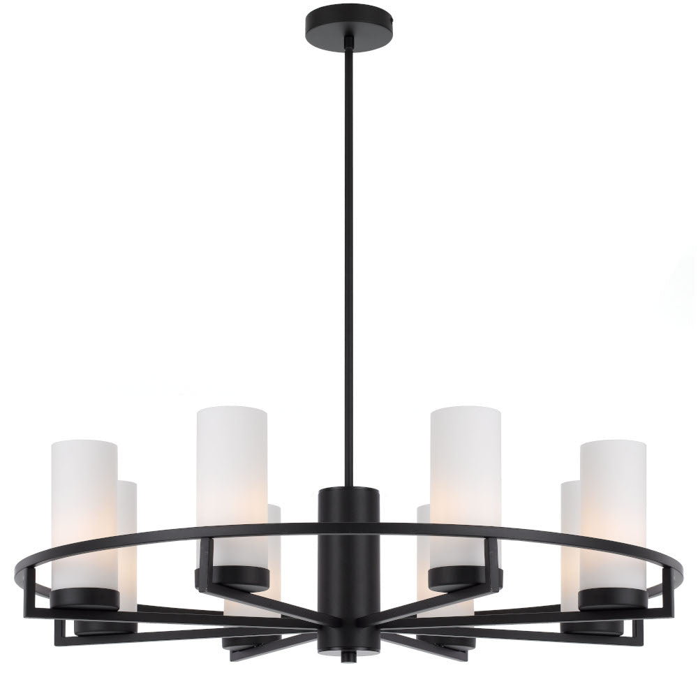 Eamon Brass or Black 8 Light Pendant with Opal Glass