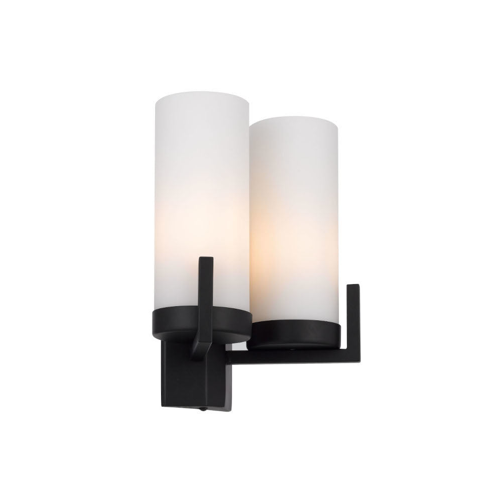Eamon Brass or Black 2 Light Wall Light with Opal Glass