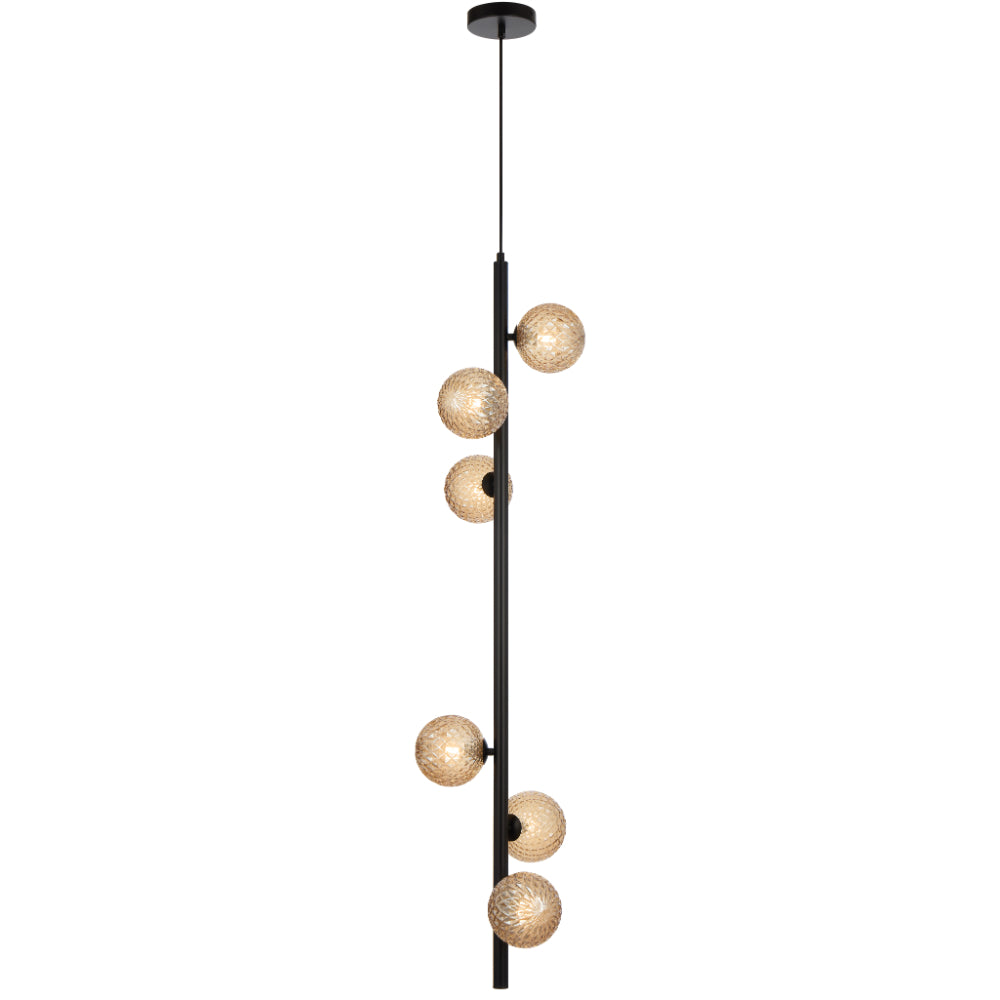 Elson Black 6 Light Pendant - Choice of 6 Glasses