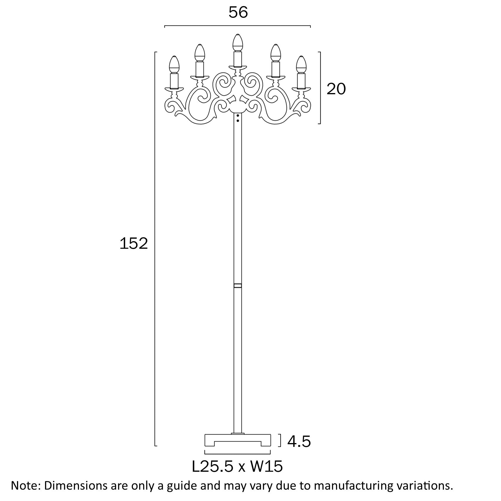 Emporia Black or White Candelabra Floor Lamp