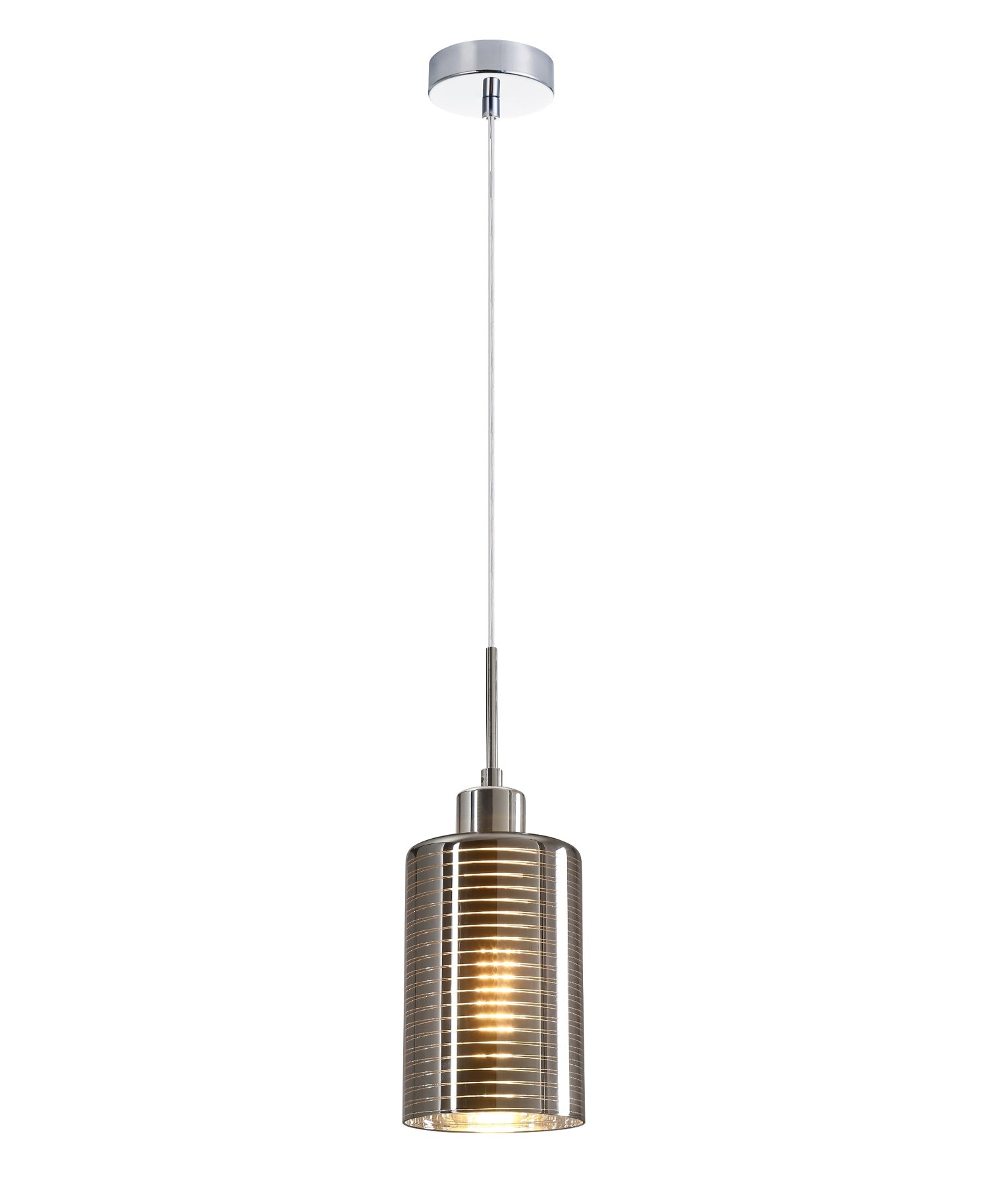 ESPEJO1: Interior Iron & Chrome Oblong Glass with Line Effect Pendant Lights