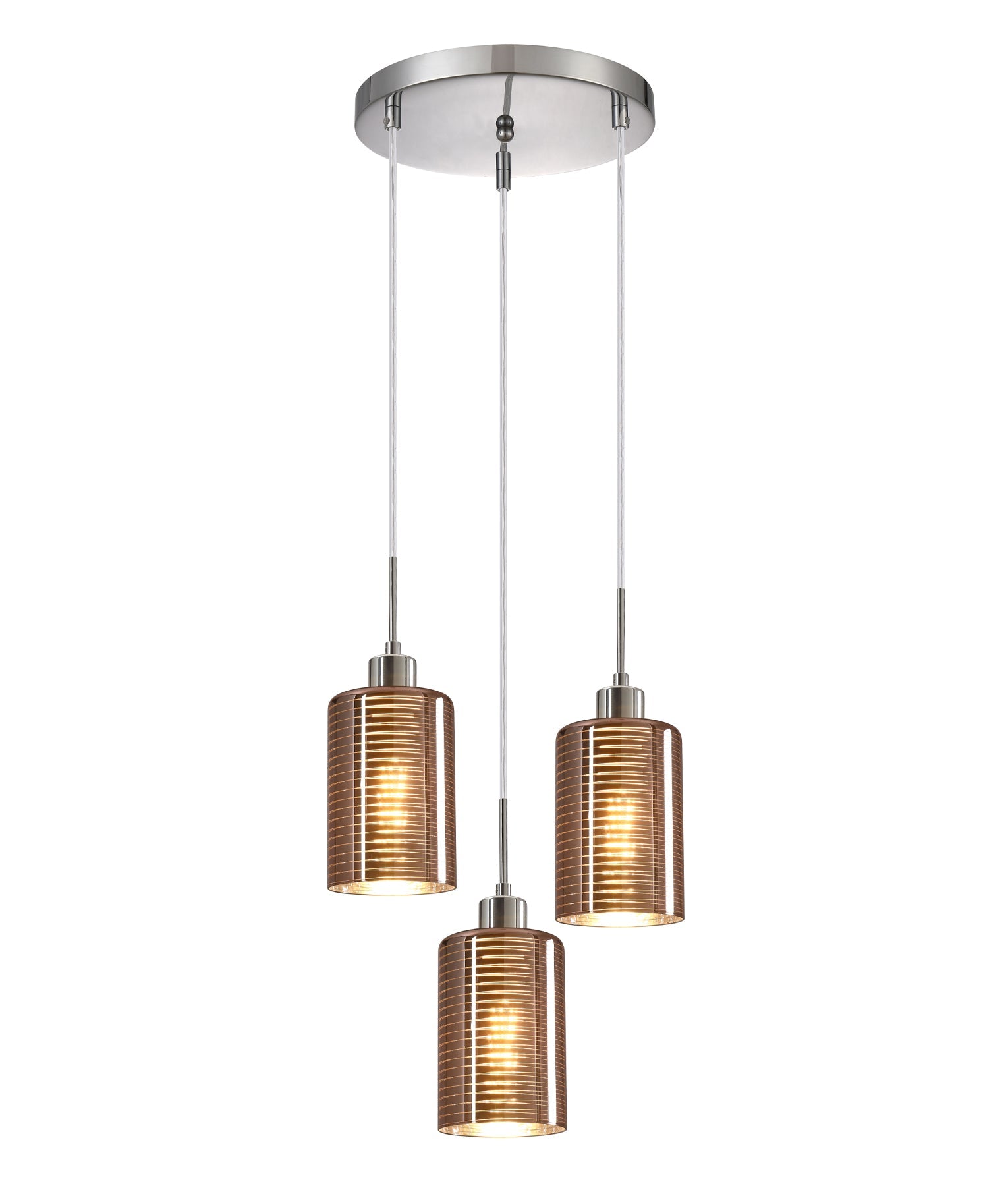 ESPEJO2: Interior Iron & Rose Gold Oblong Glass with Line Effect Pendant Lights