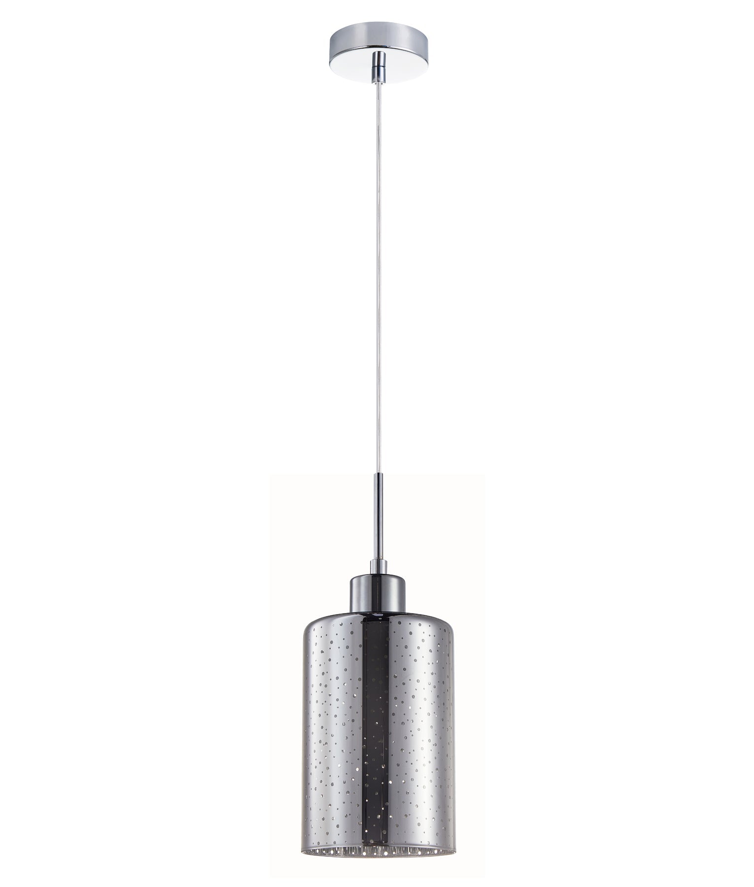 ESPEJO3: Interior Iron & Chrome Oblong Glass with Dotted Effect Pendant Lights