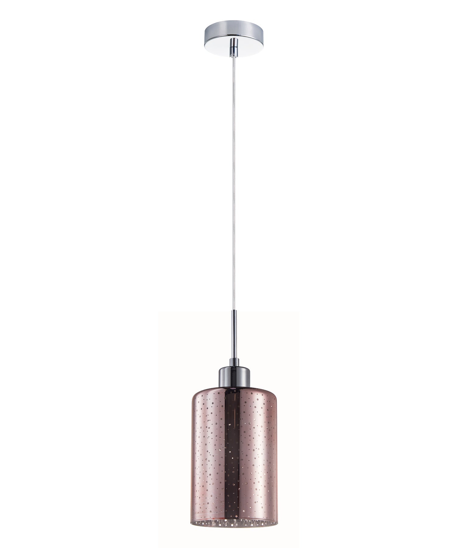 ESPEJO4: Interior Iron & Rose Gold Oblong Glass with Dotted Effect Pendant Lights