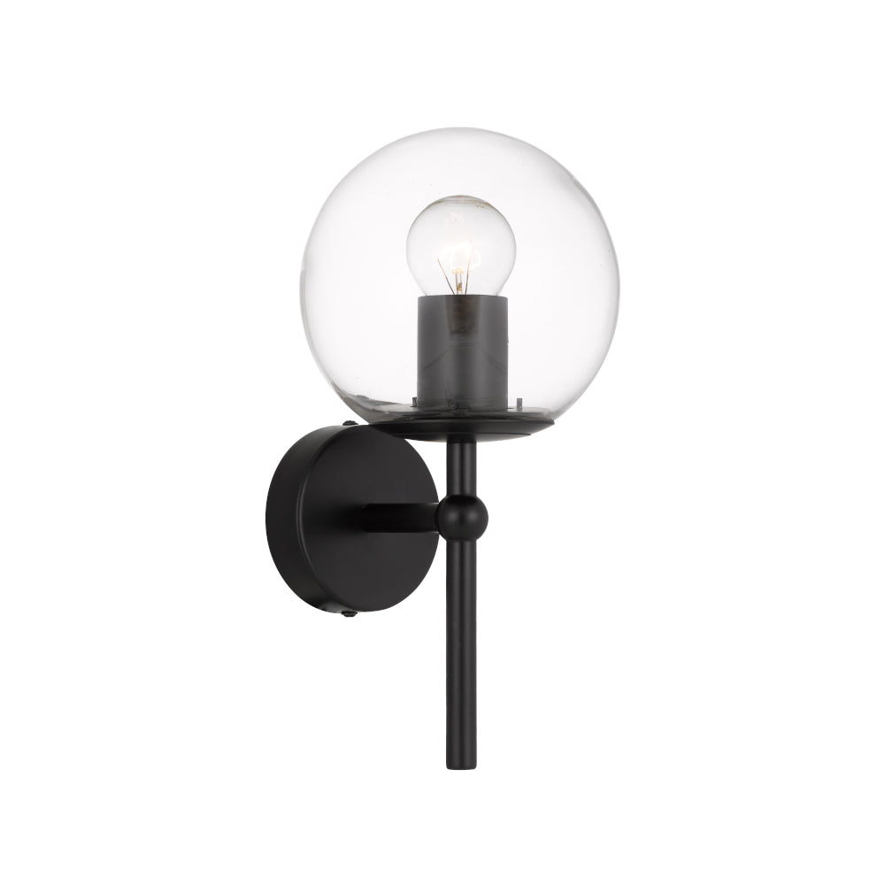 Eterna 1 Light Black/Opal or Clear Glass, Antique Gold/Opal or Clear Glass Wall Light