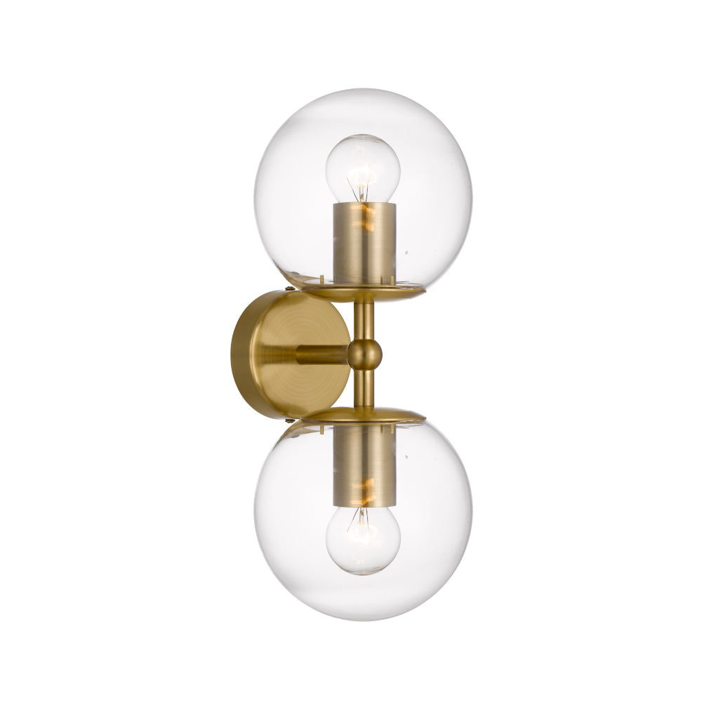 Eterna 2 Light Black/Clear, Antique Gold/Opal or Antique Gold/Clear Wall Light