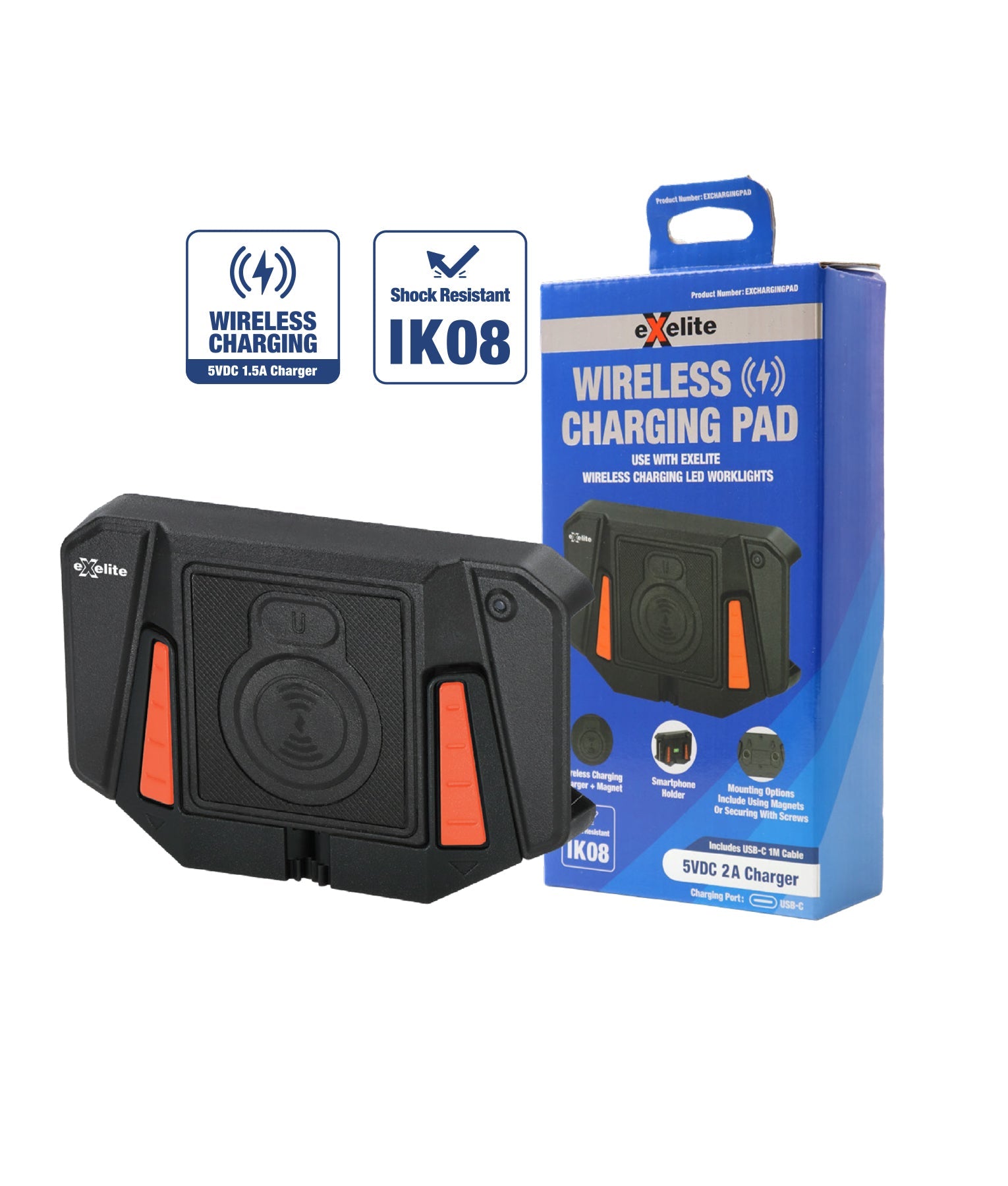 Wireless Charging Pad: Use with Exelite Wireless Charging LED Worklights IK08