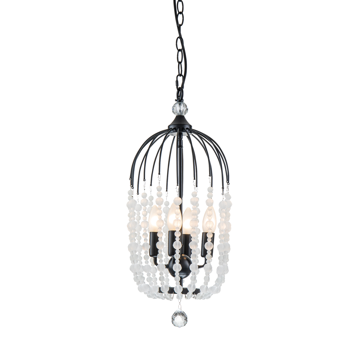 Evelyn 4 Light 24cm E14 Crystal Basket Chandelier Black