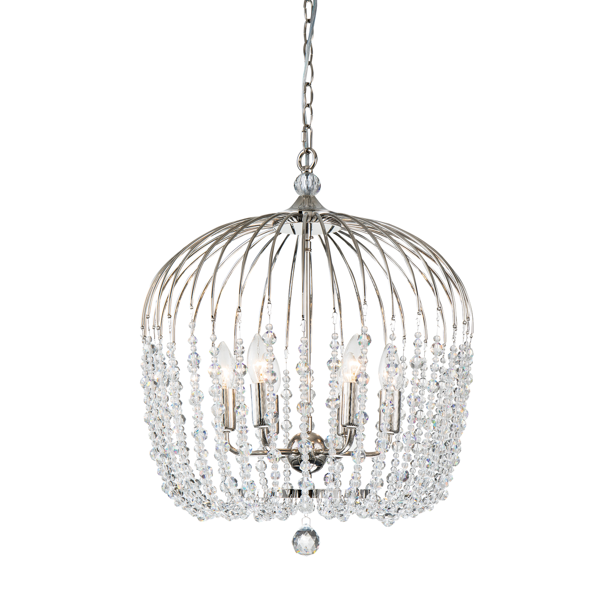 Evelyn 4 Light 24cm E14 Crystal Basket Chandelier Black
