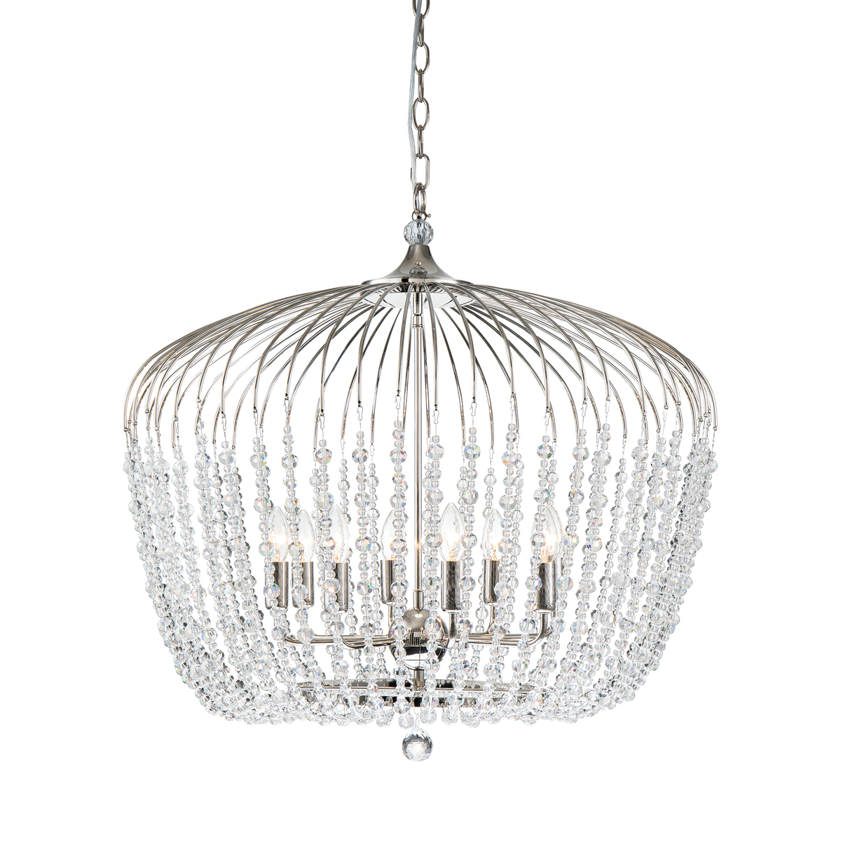 Evelyn 4 Light 24cm E14 Crystal Basket Chandelier Black