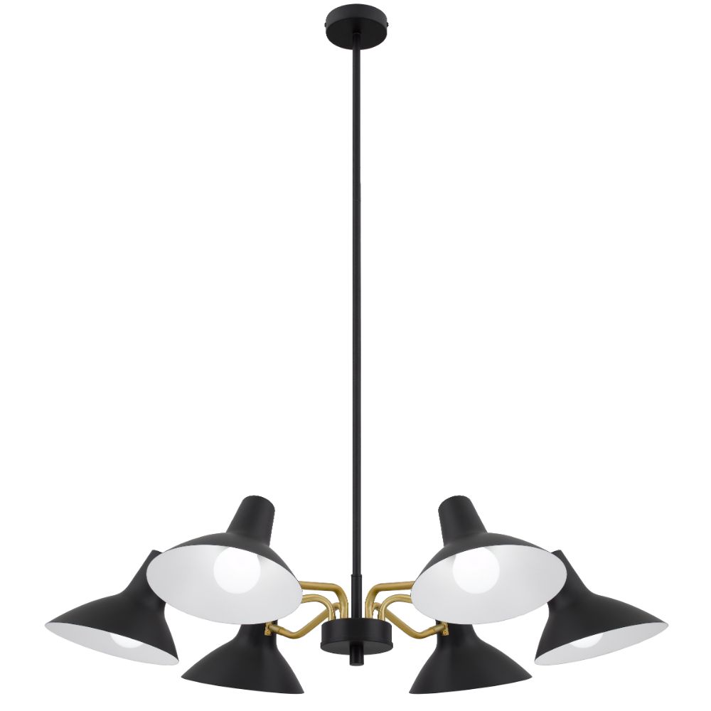 Farbon White/Brass, Black/Brass or Multi Colour/Brass 6 Light Pendant