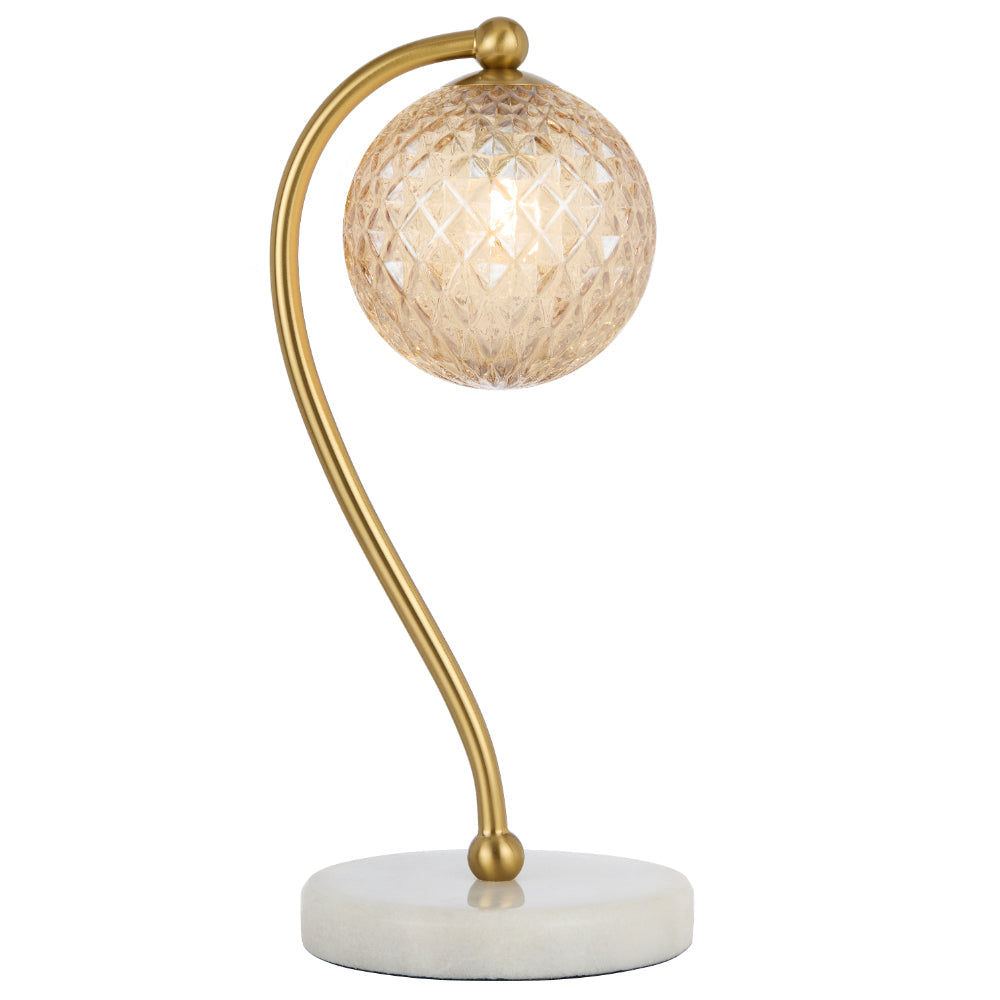 Felton White Marble & Antique Gold Table Lamp - Choice of 6 Glasses