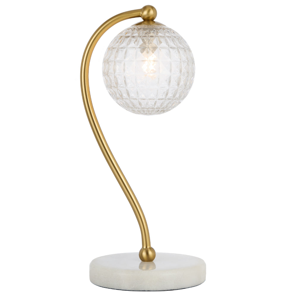 Felton White Marble & Antique Gold Table Lamp - Choice of 6 Glasses
