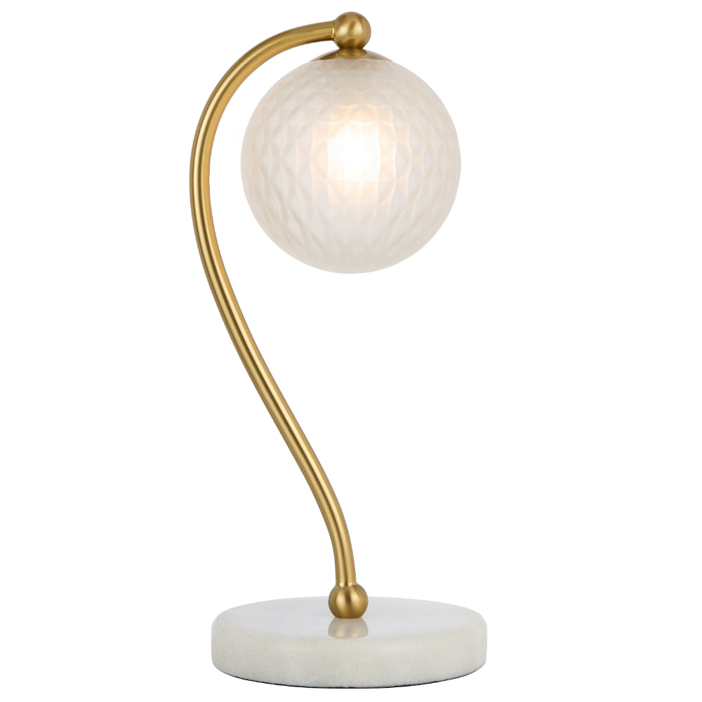 Felton White Marble & Antique Gold Table Lamp - Choice of 6 Glasses
